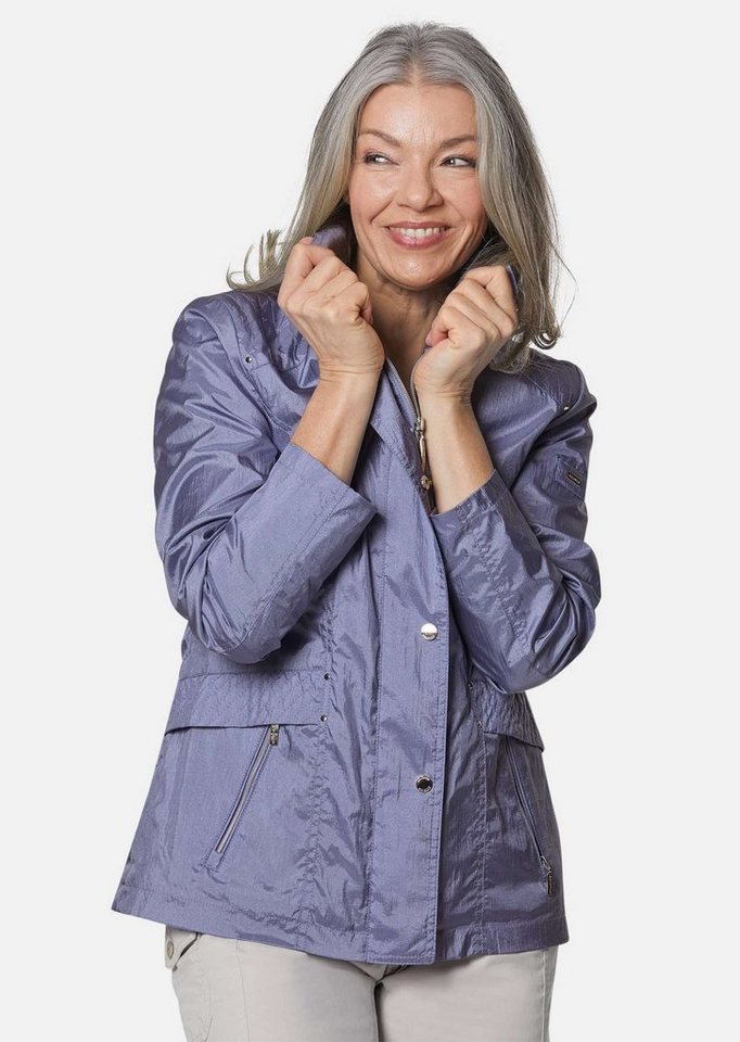 GOLDNER Outdoorjacke Freizeitjacke mit Steppdetails Outdoorjacke mit Hemdkragen, Reißverschluss, Druckknöpfen und Langarm