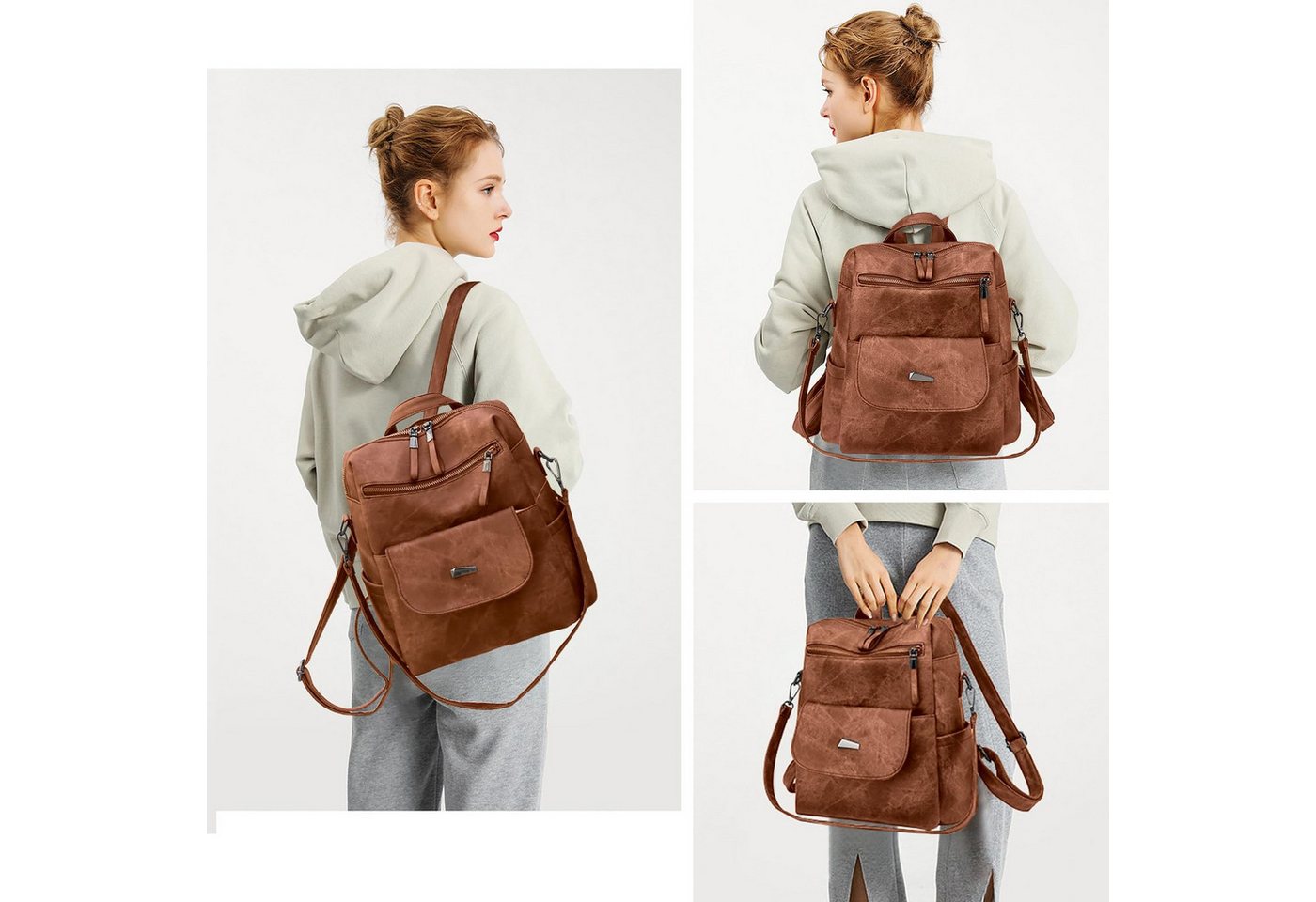 Zaewry Cityrucksack Unisex Rucksack Wasserdicht Anti-Diebstahl Leichtgewicht Reisen, Mehrzweck Cabrio Geldbörse Umhängetasche Handtasche Rucksack Bild 2