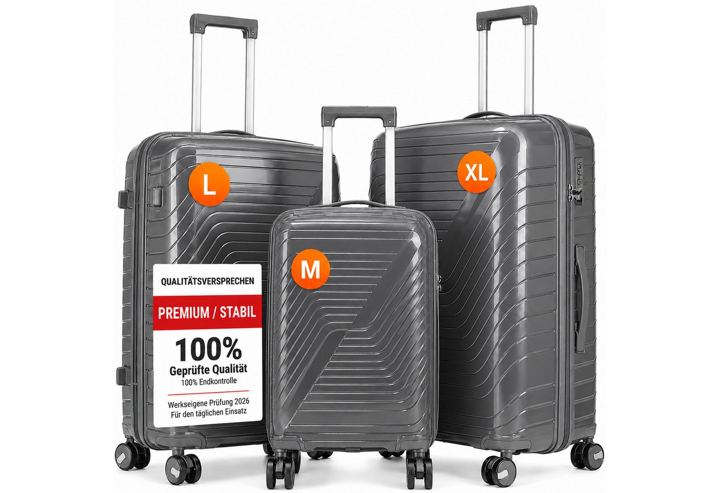 oyajia Kofferset Rollkoffer 3-teiliges Set 20 24 28 Zoll aus PP Hartschale, (Reisekoffer Set mit TSA Zahlenschloss & 4 Rollen, 3 tlg., Handgepäckkoffer + Mittelgroß + XL Trolley Set), Leichtes Trolley Set für Urlaub Business Reisen Bild 4