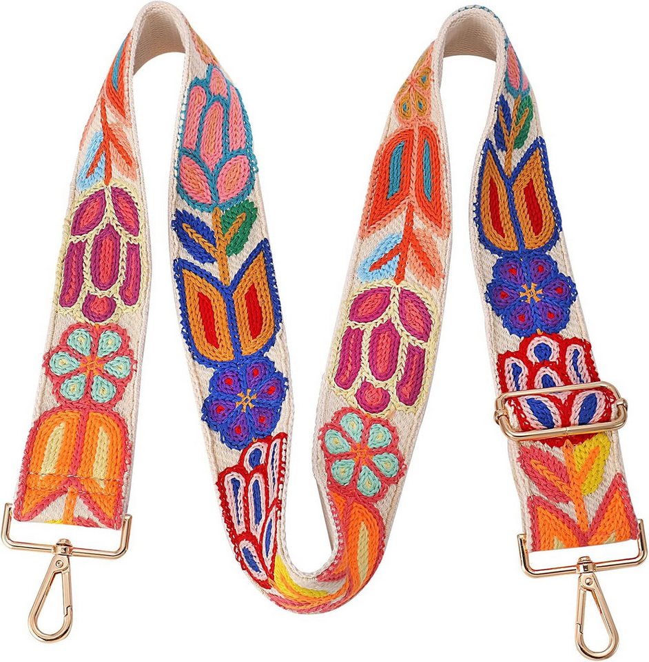 MOPUEA Schulterriemen Ersatzband Schultergurt Taschenband Taschengurt blumig (Verstellbarer breiter Crossbody-Schultergurt mit Häkelblumen, 1-St) für Handtasche, Geldbörsenriemen, Vintage Ersatzriemen Bild 3