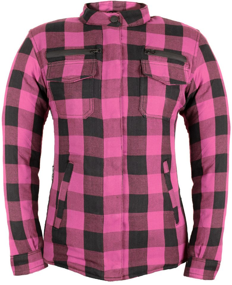 MDM Motorradjacke Damen Motorradhemd mit Protektoren Aramid Lumberjack Biker Flanellhemd (Damen Motorradhemd Aramid, 5 Protektoren, Thermofutter, Air Vent) Bild 3