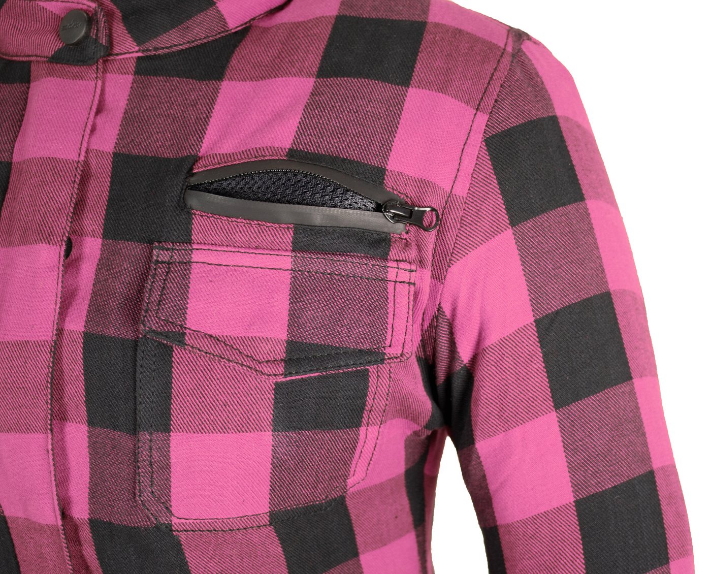 MDM Motorradjacke Damen Motorradhemd mit Protektoren Aramid Lumberjack Biker Flanellhemd (Damen Motorradhemd Aramid, 5 Protektoren, Thermofutter, Air Vent) Bild 5