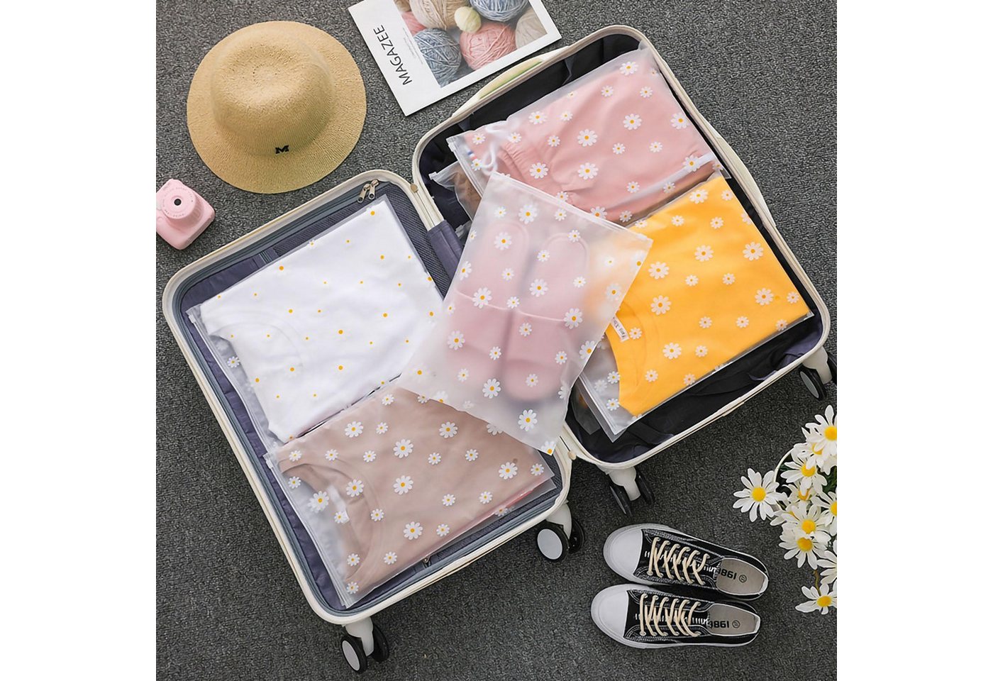 FOUORTUNATE-BEE Aufbewahrungstasche 20 Reise Aufbewahrungsbeutel mit Reißverschluss wasserdicht Set (20-tlg), Für Kleidung Schuhe Kosmetik Wäsche Urlaub und Geschäftsreise Bild 3