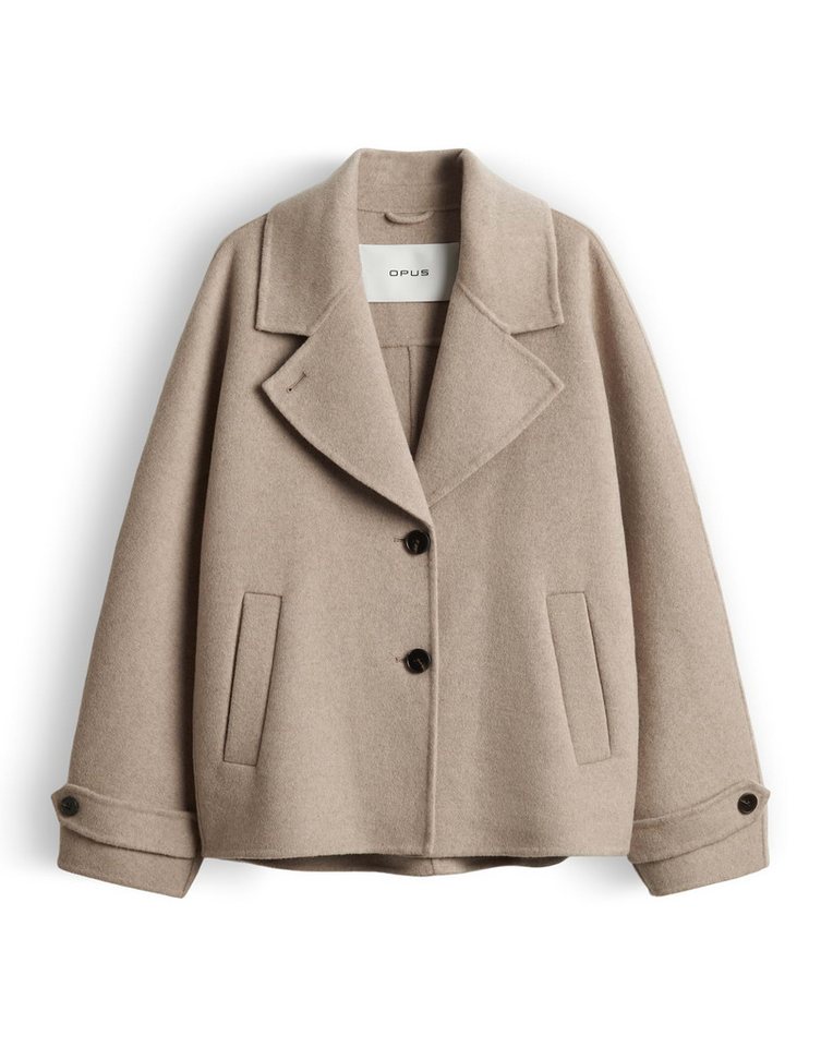 OPUS Wolljacke aus doppellagige Wollqualität Loose Fit Riegel an der Manschette