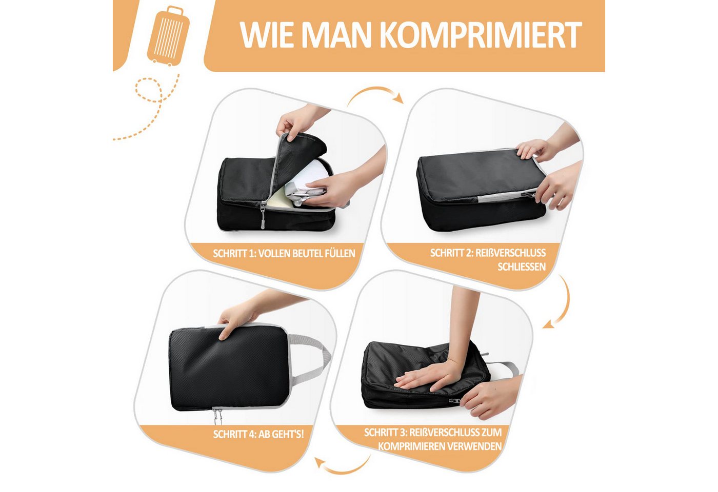 Agger Kofferorganizer 6-teiliges Koffer-Organizer-Set, Koffer-Packtaschen, wasserdichte Reisetaschen für Kleidung, Gepäck-Organizer für Reisen Bild 2