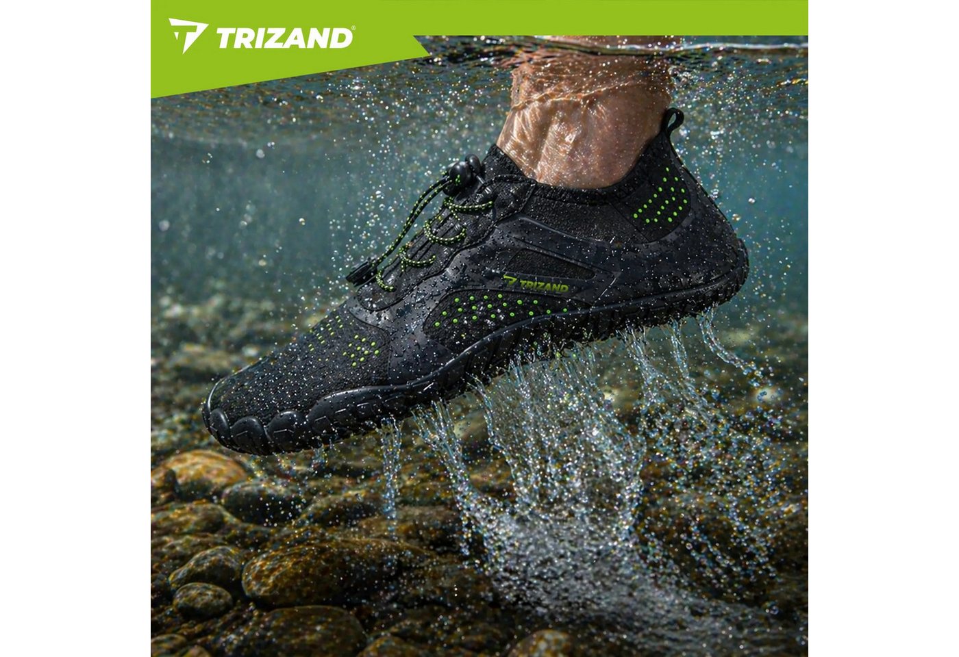 Trizand Badeschuh Strandschuh Barfussschuh Wasserschuh (Spar-Set, 1-tlg., 44) rutschfeste Sohle, 5 mm, schnelltrocknend, Schnürung Bild 3