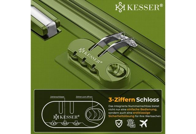KESSER Kofferset, 4 Rollen, 3tlg. Hartschalenkofferset Hartschalenkoffer Reisekoffer Set