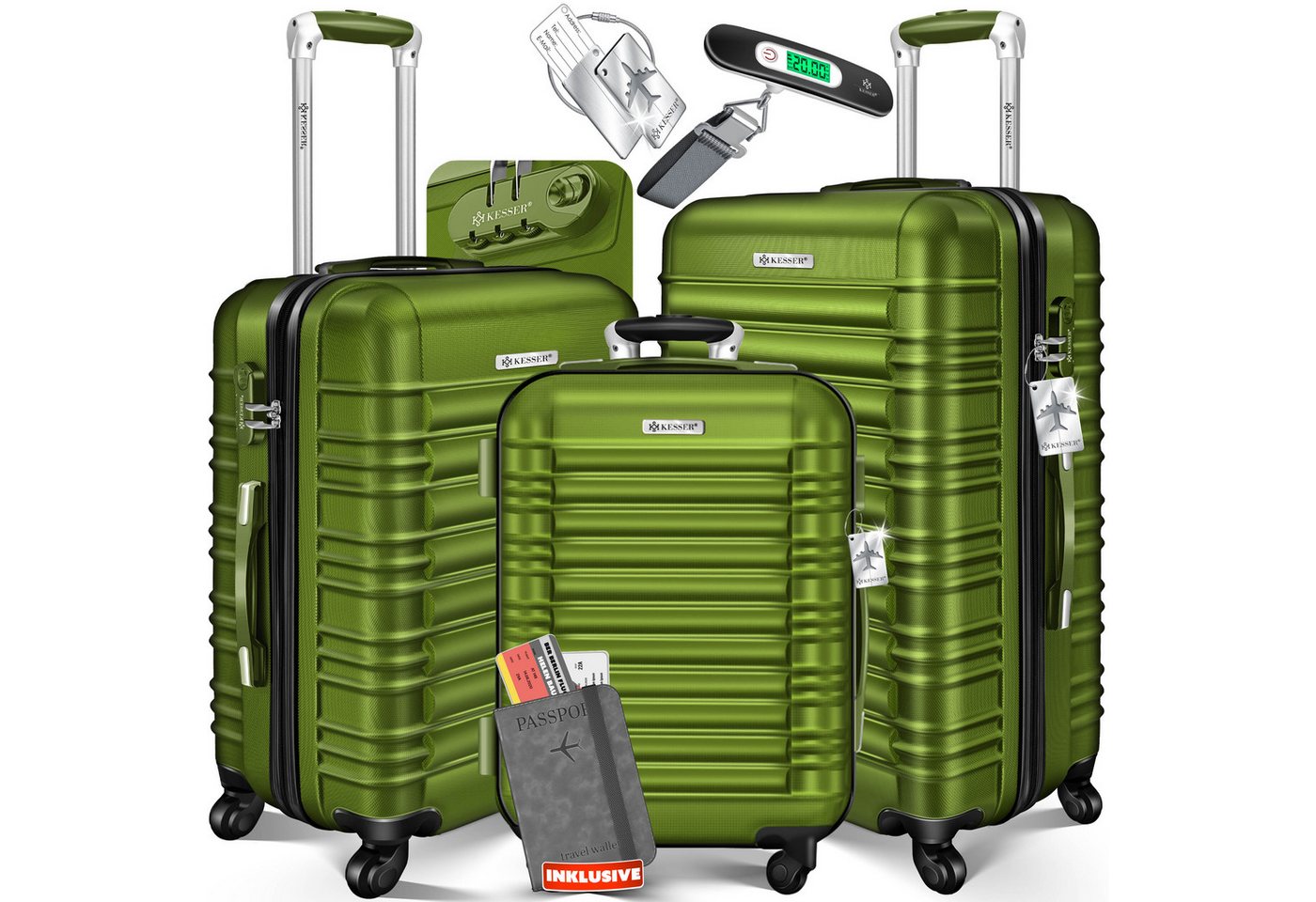 KESSER Kofferset, 4 Rollen, 3tlg. Hartschalenkofferset Hartschalenkoffer Reisekoffer Set Bild 4
