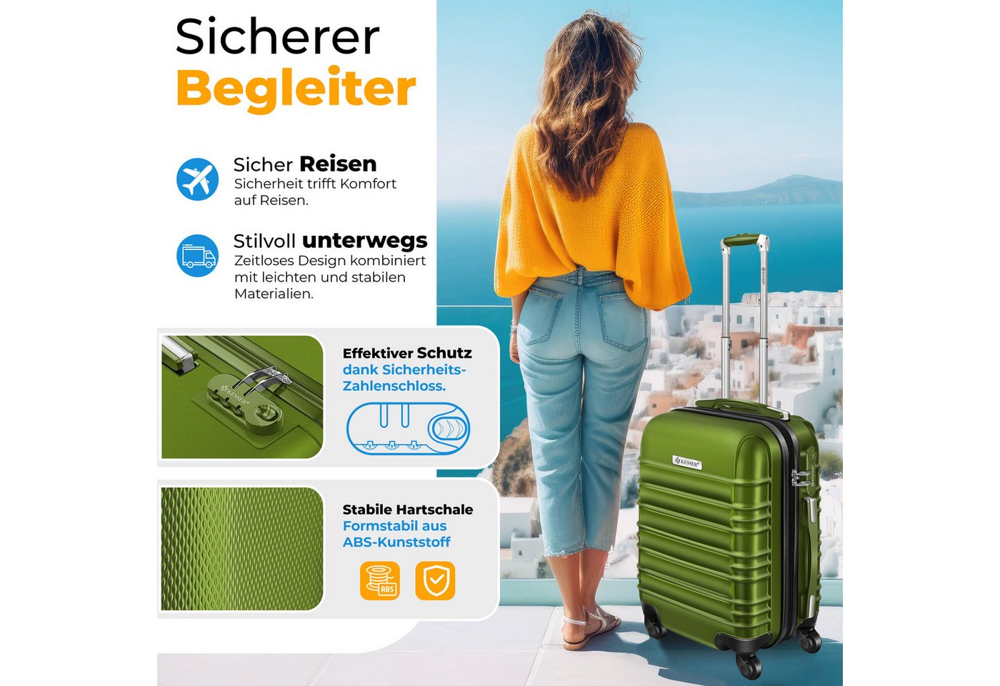 KESSER Kofferset, 4 Rollen, 3tlg. Hartschalenkofferset Hartschalenkoffer Reisekoffer Set Bild 5
