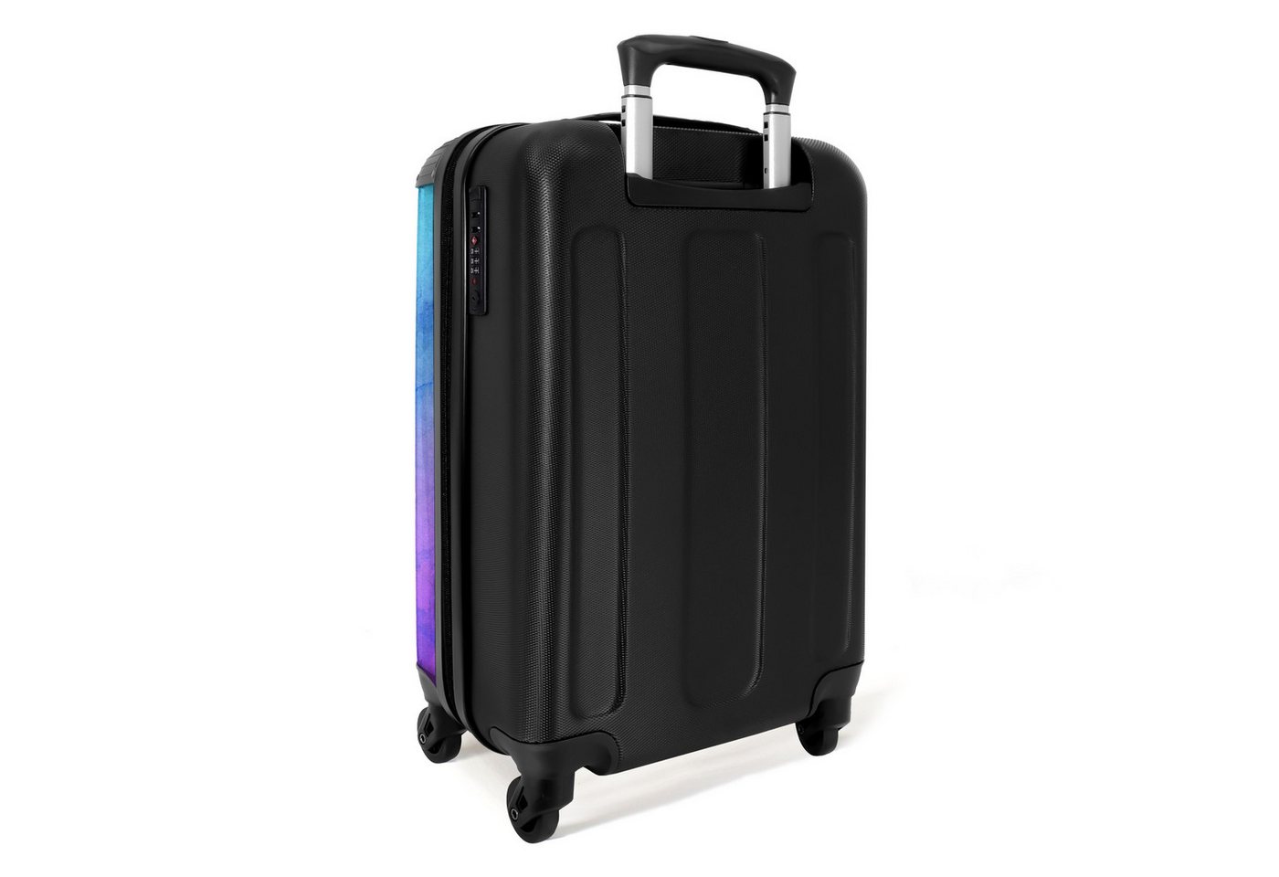 NoBoringSuitcases.com© Hartschalen-Trolley Wasserfarben - Blau - Lila - Design 55x35x20cm, Kinder Koffer Klein, Trolley Handgepäck, Reisekoffer
