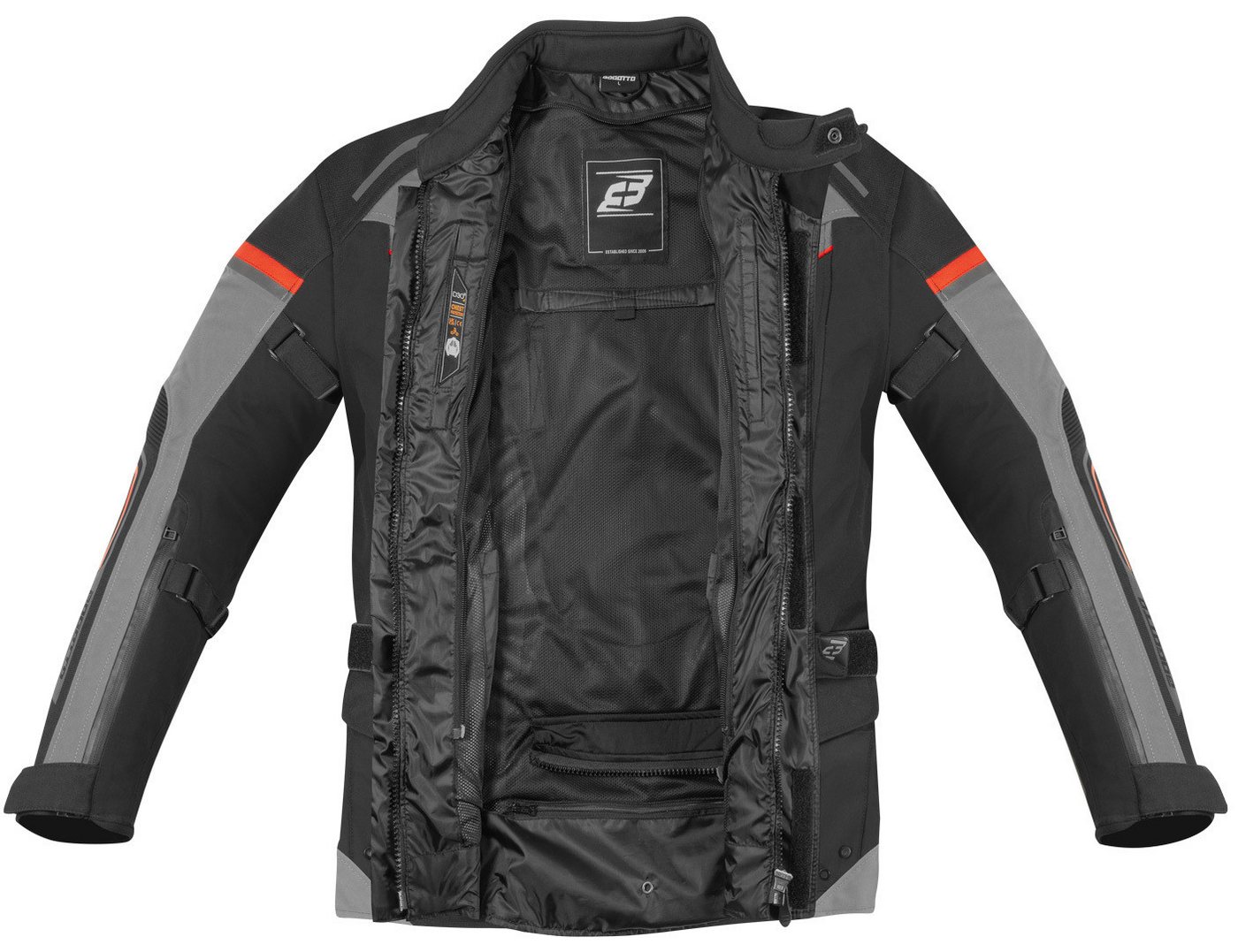 Bogotto Motorradjacke Shado Laminierte 2in1 wasserdichte Motorrad Textiljacke 2-Lagen-Laminat,Ellenbogenprotektoren enthalten,herausnehmbares I Bild 2
