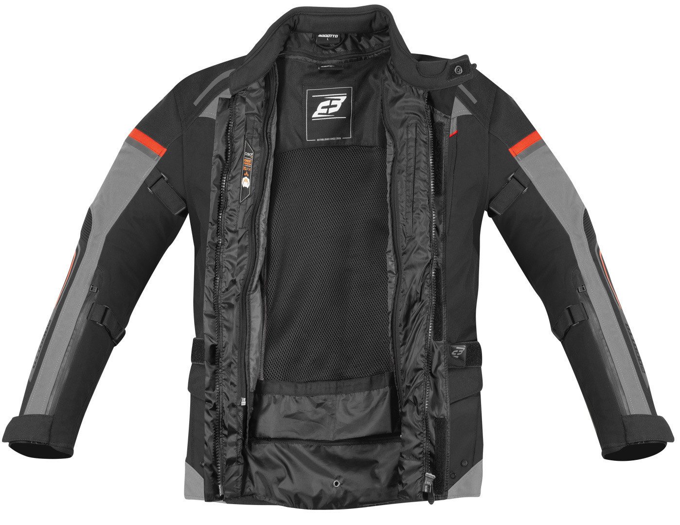 Bogotto Motorradjacke Shado Laminierte 2in1 wasserdichte Motorrad Textiljacke 2-Lagen-Laminat,Ellenbogenprotektoren enthalten,herausnehmbares I Bild 3