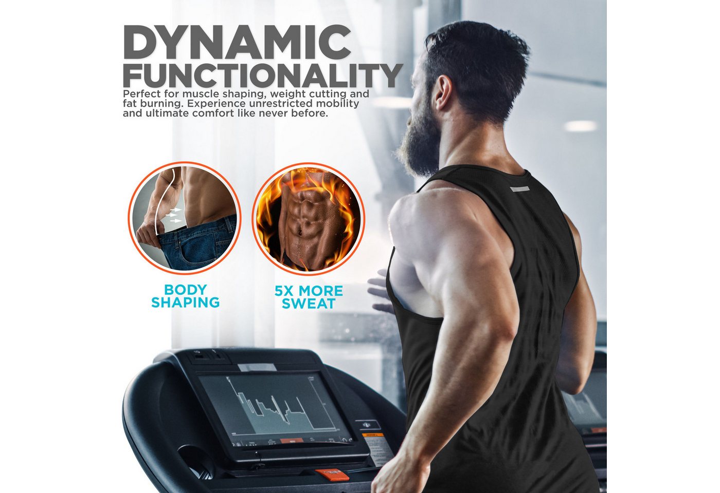 RDX Kompressionsshirt RDX Herren Sauna Weste Wärme Trapping Schweiß Taille Trainer (Single, 1er-Pack) Fitness, Training