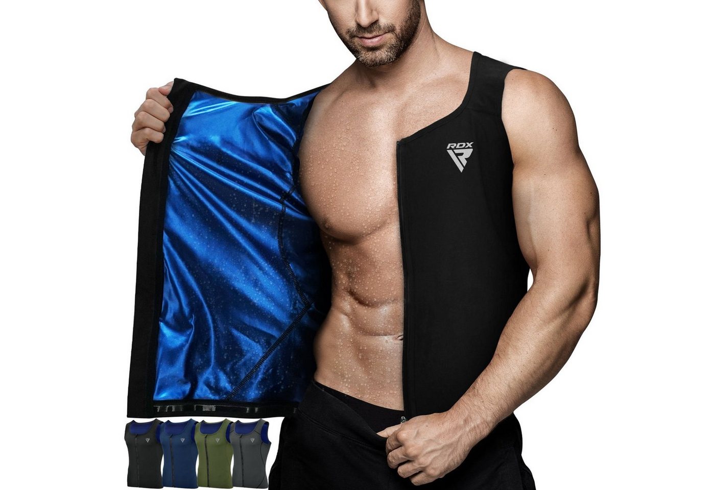 RDX Kompressionsshirt RDX Herren Sauna Weste Wärme Trapping Schweiß Taille Trainer (Single, 1er-Pack) Fitness, Training Bild 5