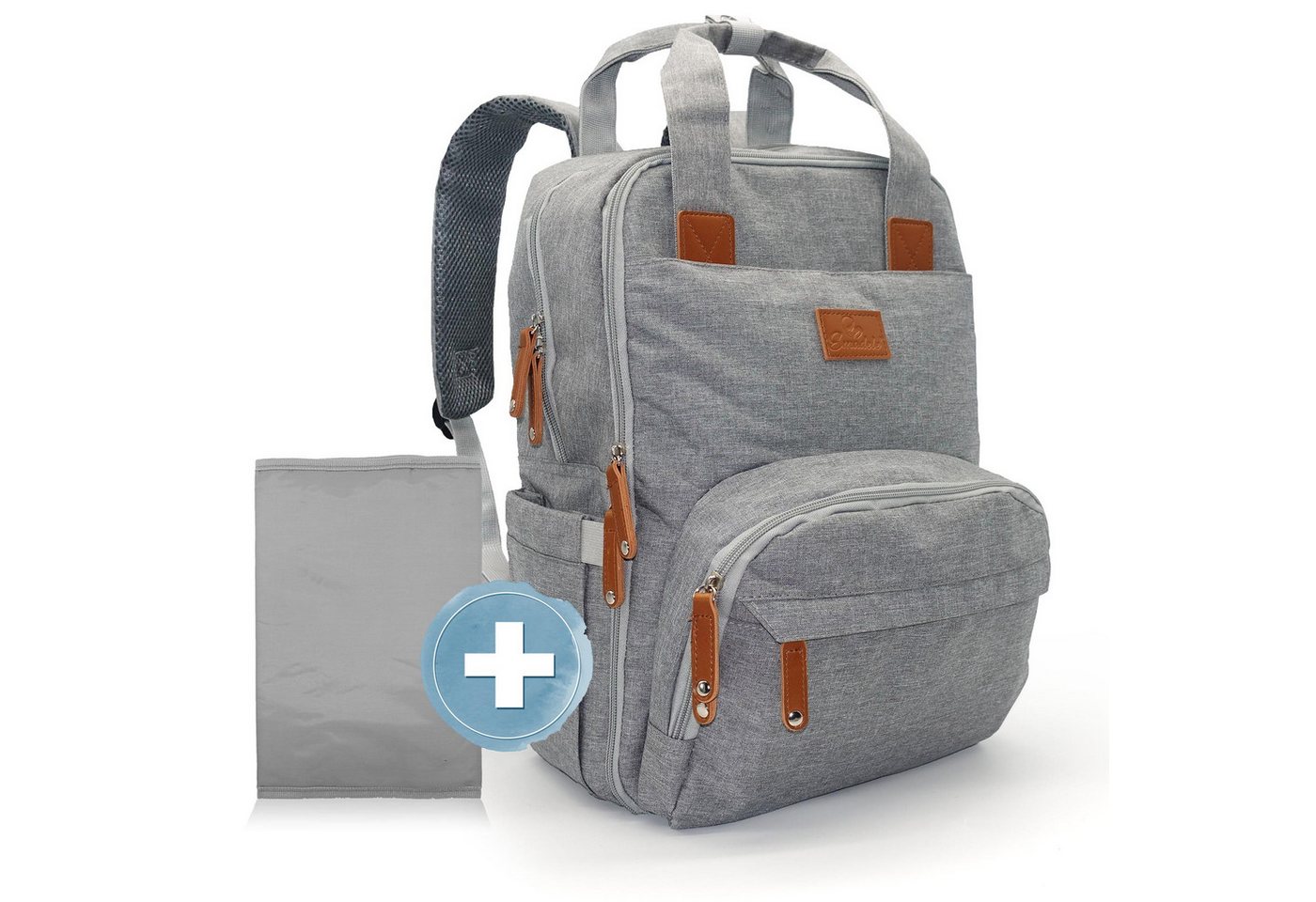 Emadele Wickelrucksack lässig, elegant und schlicht. Wickeltasche mit Wickelunterlage