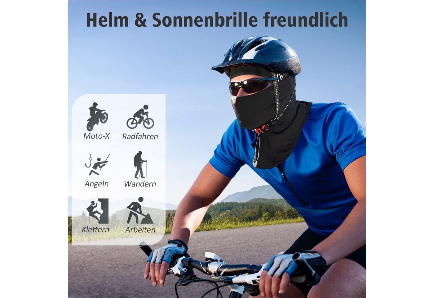 LuxusKollektion Sturmhaube Sturmhaube Herren Damen Kühlung UV Schutz Einheitsgröße 2x Schwarz Bild 2