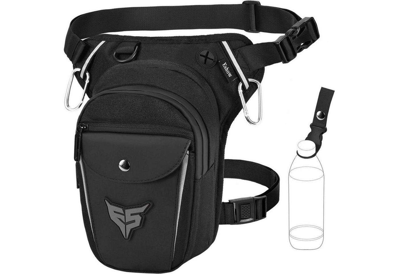 LuxusKollektion Beintasche Beintasche Gürteltasche Herren Damen Schwarz Graue Kennzeichnung