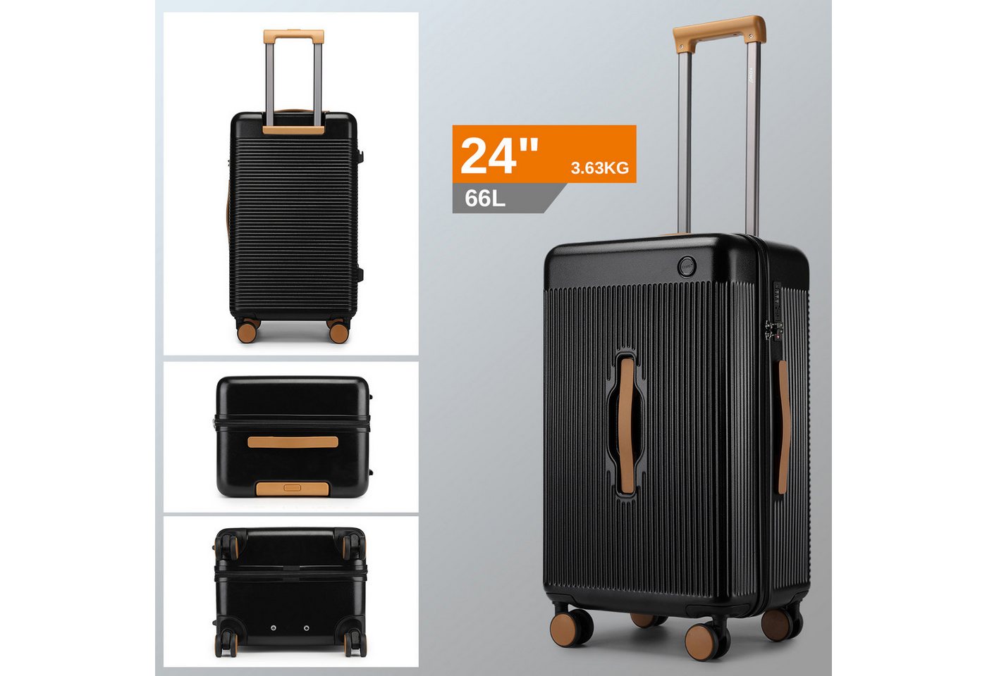 KONO Koffer Moderner 61 cm Reisekoffer aus ABS+Polycarbonat