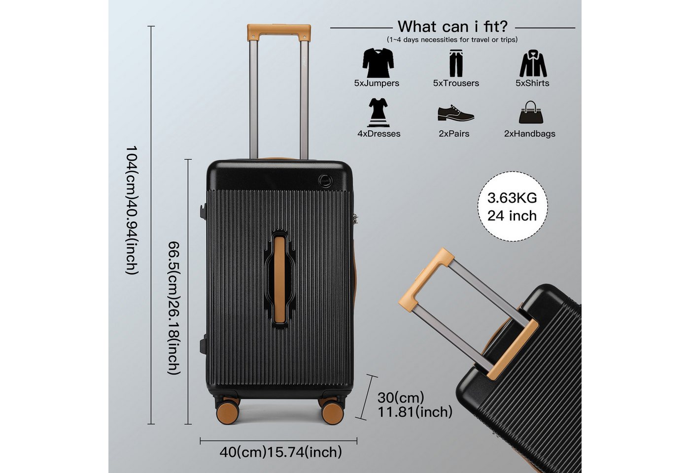KONO Koffer Moderner 61 cm Reisekoffer aus ABS+Polycarbonat Bild 5
