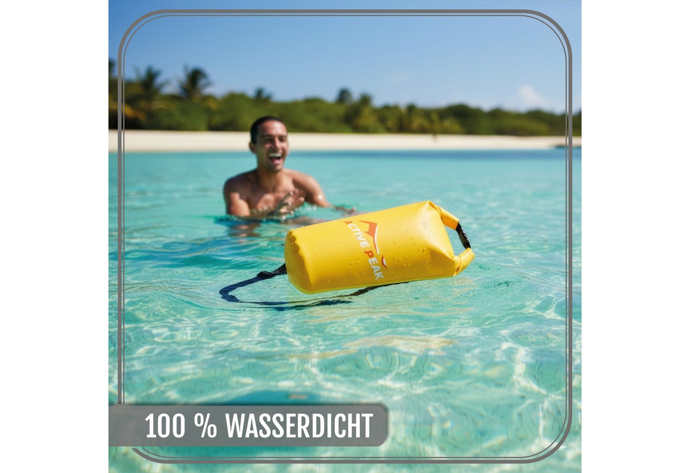 Active Peak Drybag Wasserdichte Tasche & Packsack (inkl. Wasserdichter Smartphone Hülle, 2-tlg), Waterproof Bag Seesackfür SUP, Kajak, Strand, Wassersport, Outdoor uvm Bild 2
