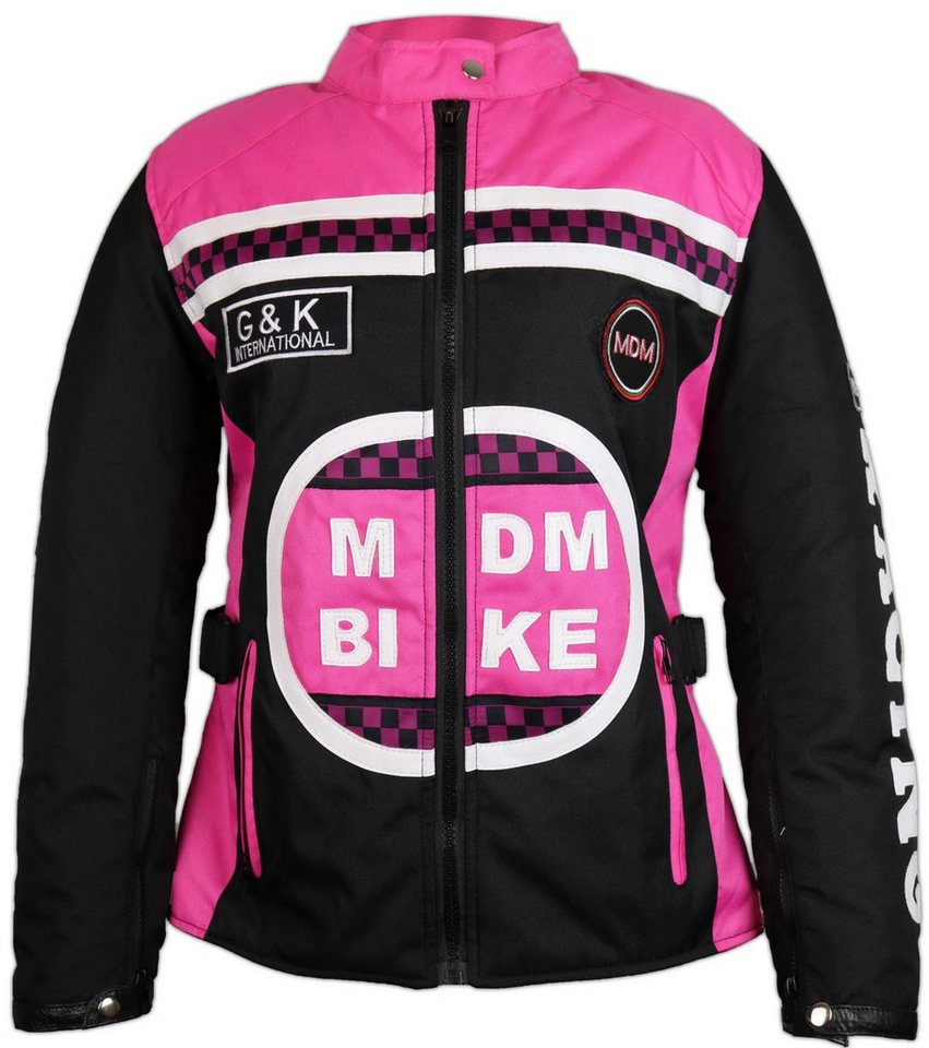 MDM Motorradjacke Damen Motorradjacke Textil Racing Stil mit Protektoren (Sportliche Damen Bikerjacke mit Protektoren und Windschutzleiste) Damen Racing Motorradjacke mit Protektoren, winddicht, tailliert Bild 3