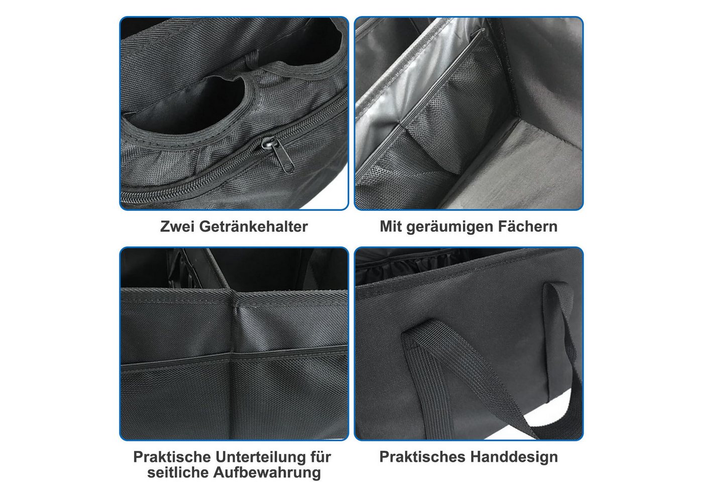 SURFOU Rücksitzorganizer Auto Organizer Rückbank Kinder Beifahrersitz für Beifahrersitz (Aufbewahrungsbox mit Becherhaltern und Netztaschen), für 4 Spielzeug Bücher Snacks mit Getränkehalter und Staufächern