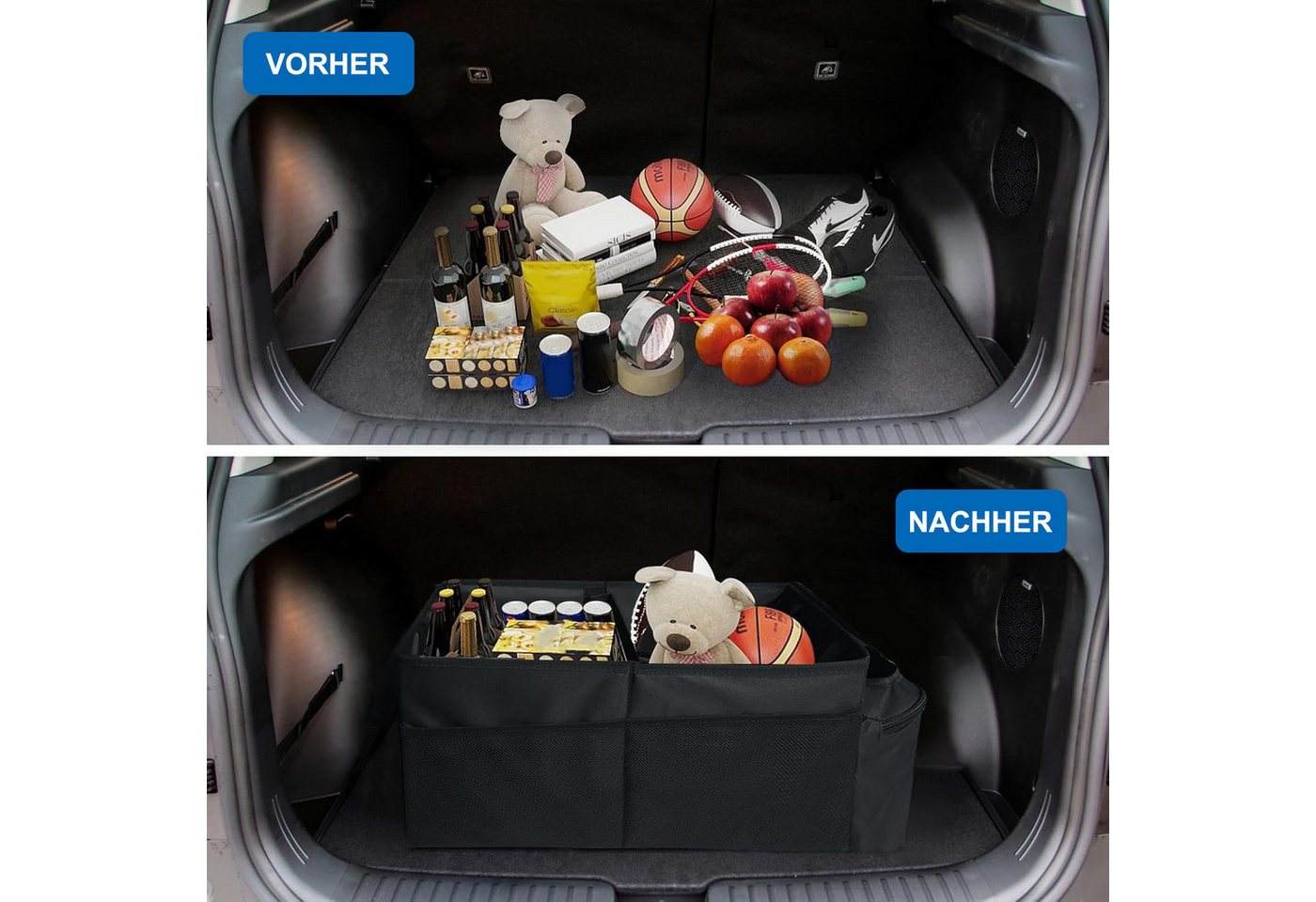 SURFOU Rücksitzorganizer Auto Organizer Rückbank Kinder Beifahrersitz für Beifahrersitz (Aufbewahrungsbox mit Becherhaltern und Netztaschen), für 4 Spielzeug Bücher Snacks mit Getränkehalter und Staufächern Bild 3