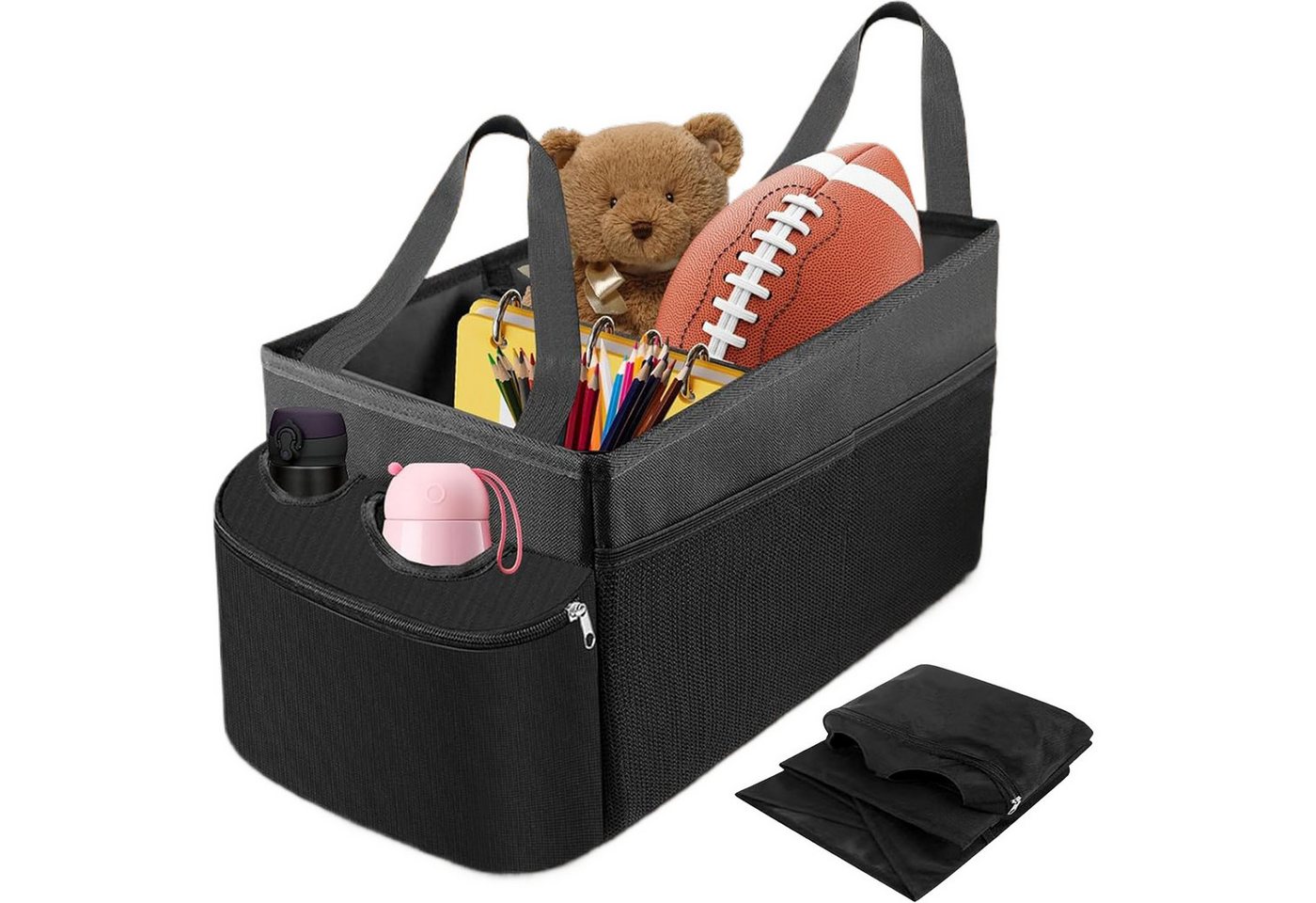 SURFOU Rücksitzorganizer Auto Organizer Rückbank Kinder Beifahrersitz für Beifahrersitz (Aufbewahrungsbox mit Becherhaltern und Netztaschen), für 4 Spielzeug Bücher Snacks mit Getränkehalter und Staufächern Bild 4