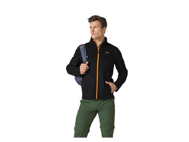 CRIVIT Herren Strickfleecejacke mit seitlichen Eingrifftaschen (Schwarz, M (48/50))