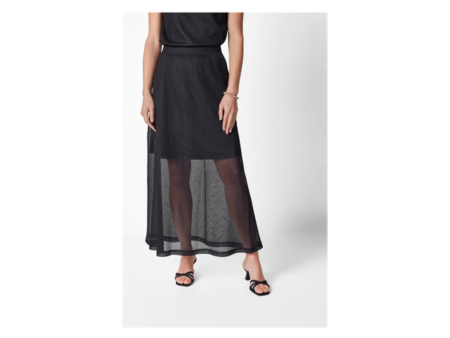 ESMARA® Damen Maxirock, mit blickdichtem Unterrock (Schwarz, XS(32/34))