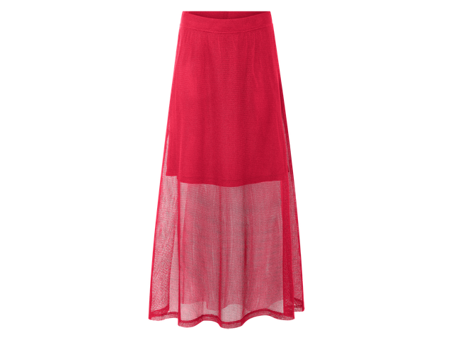 ESMARA® Damen Maxirock, mit blickdichtem Unterrock (Rot, L(44/46))