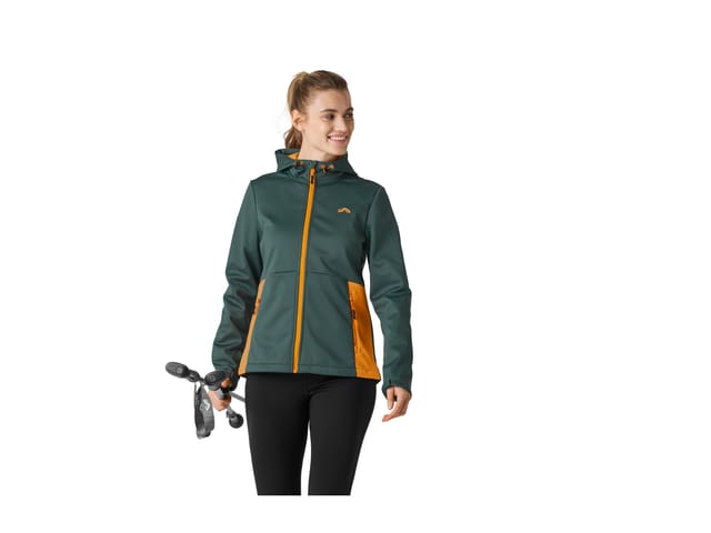 CRIVIT Damen Softshelljacke aus 3-lagigem Softshell-Material (Grün, XS(32/34))