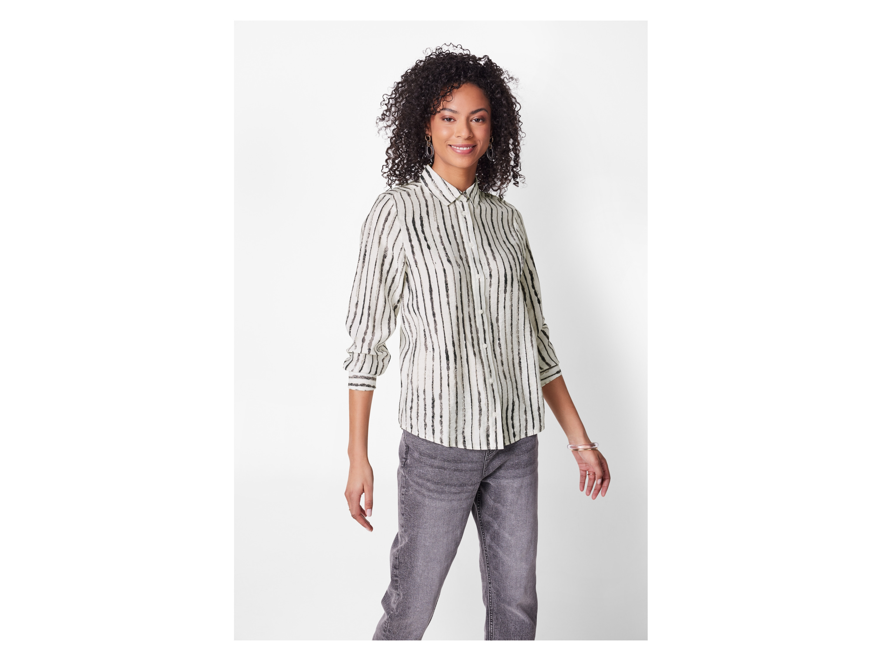 ESMARA® Damen Bluse (Streifen/weiß, 36)