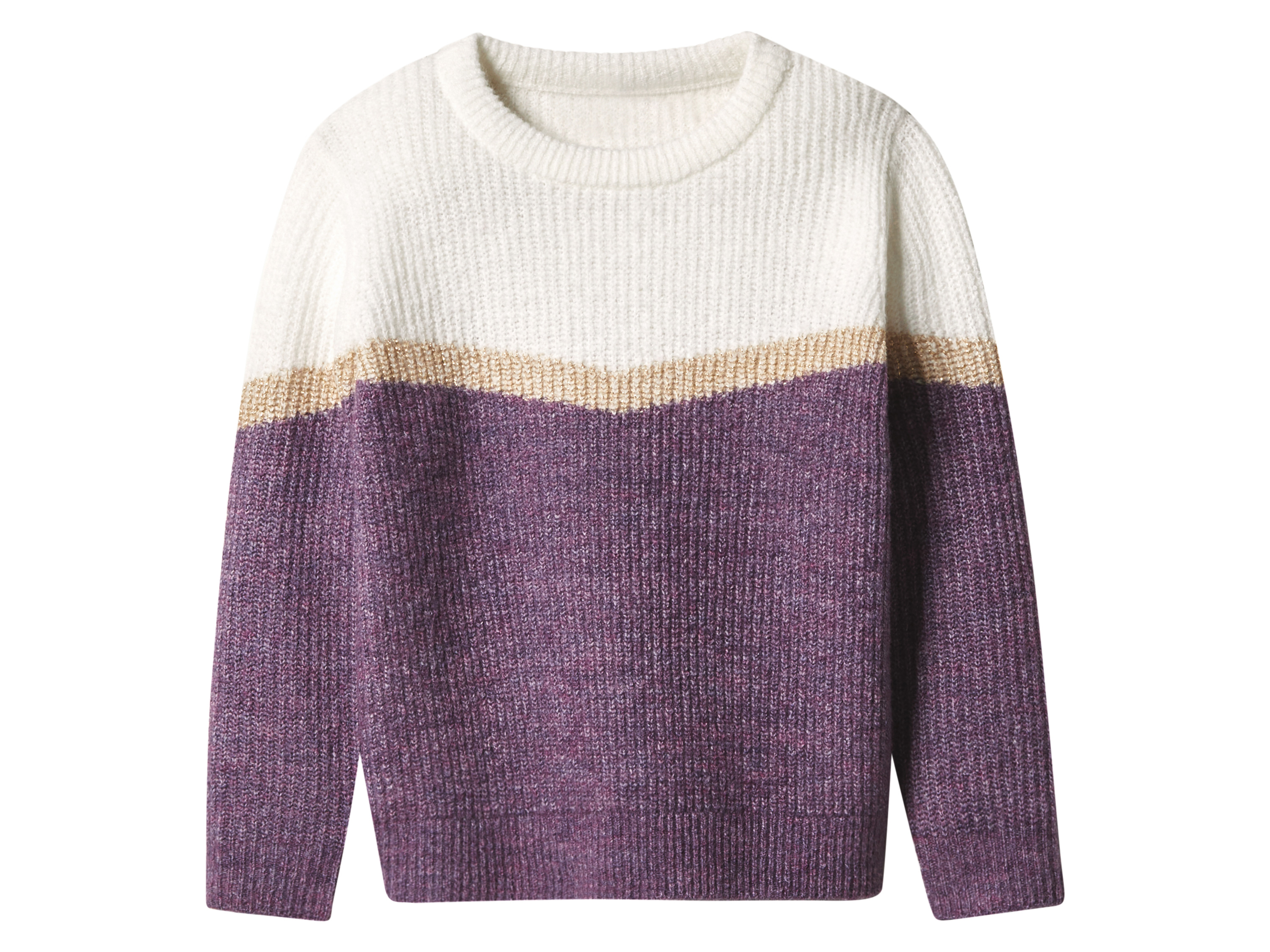 LUPILU® Kinder-Grobstrickpullover (lila/weiß, 110/116)