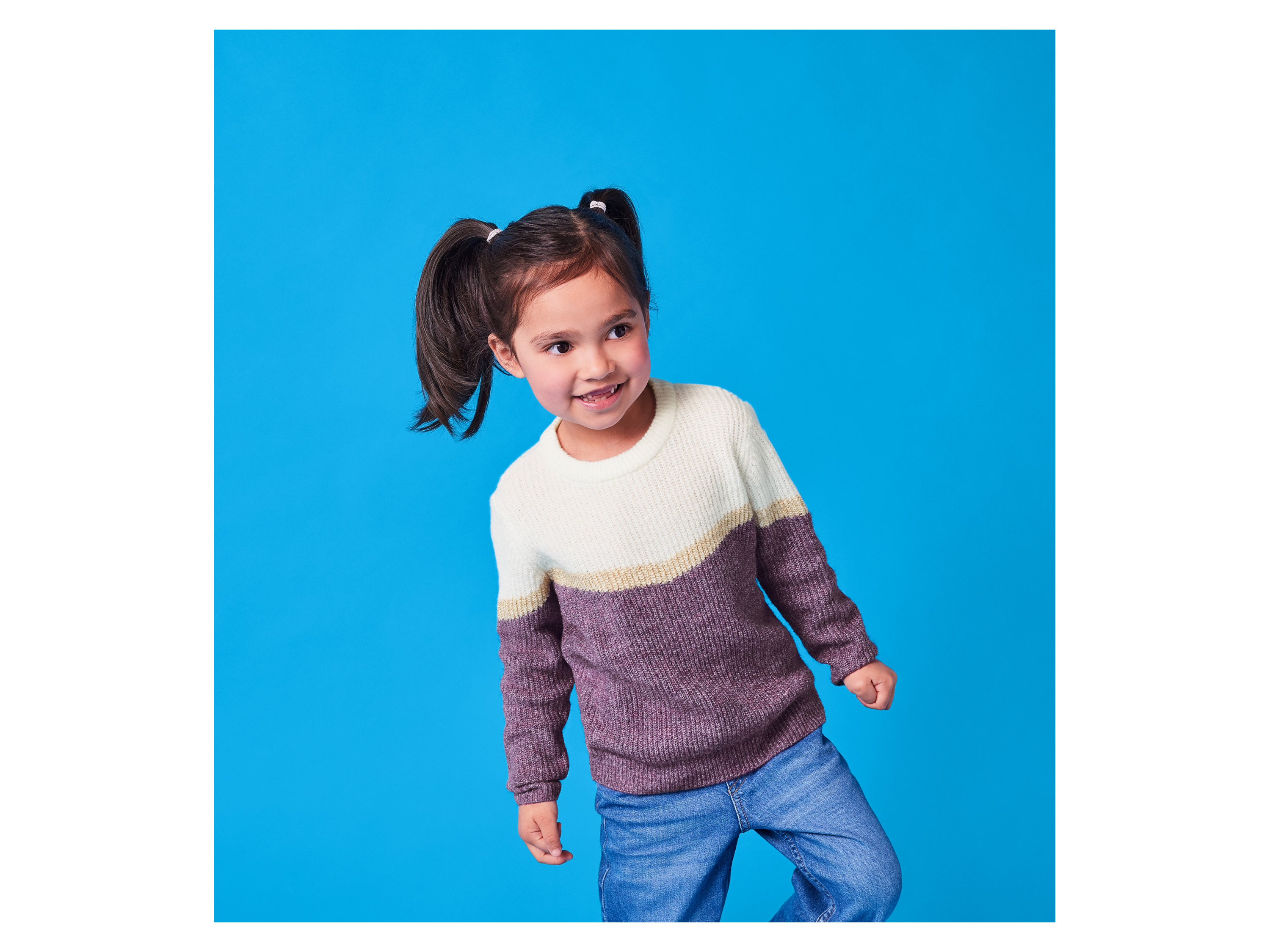 LUPILU® Kinder-Grobstrickpullover (lila/weiß, 110/116) Bild 2
