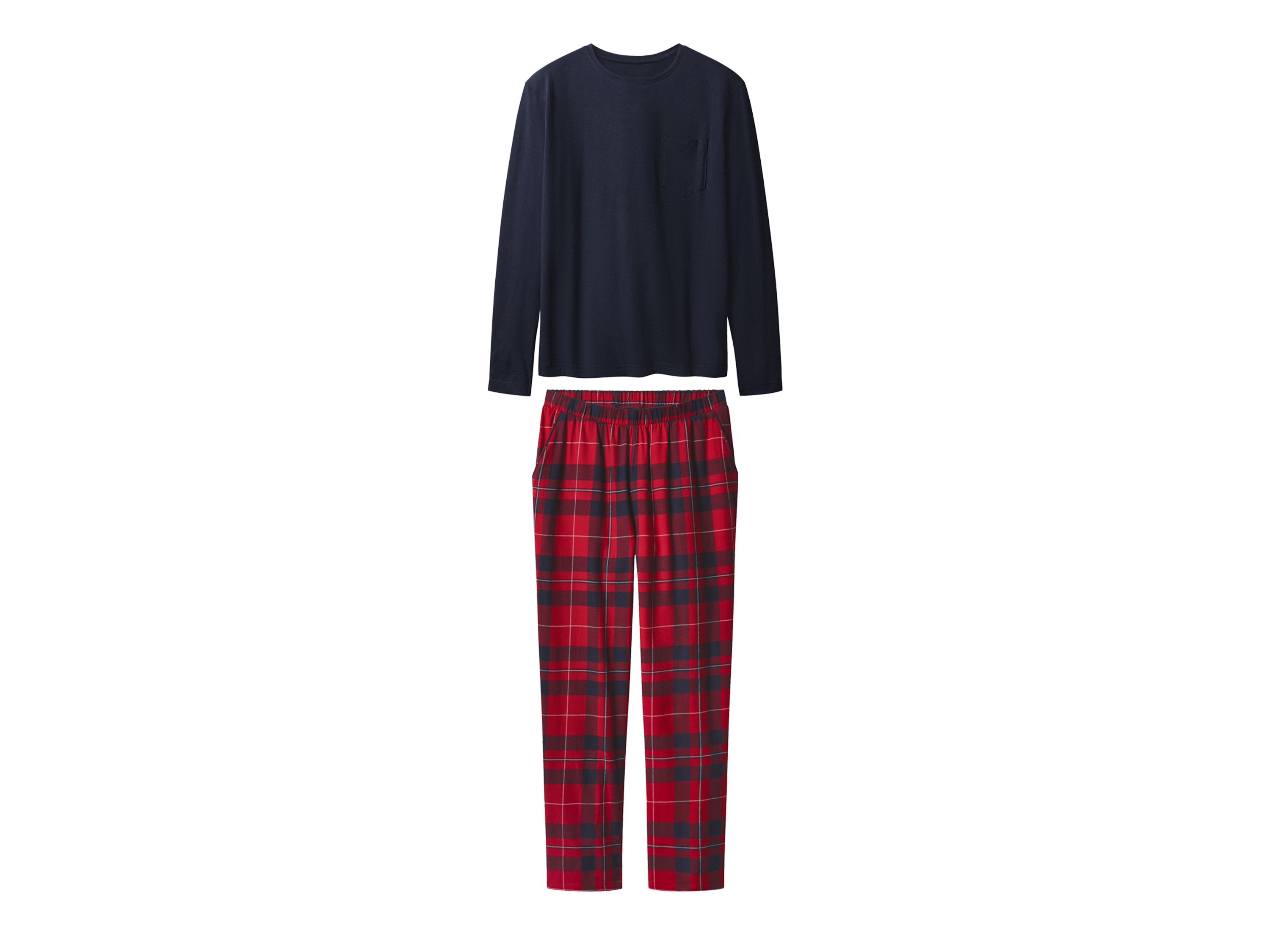 ESMARA® Damen Pyjama mit Hose aus Flanell (navy/red, XS(32/34))