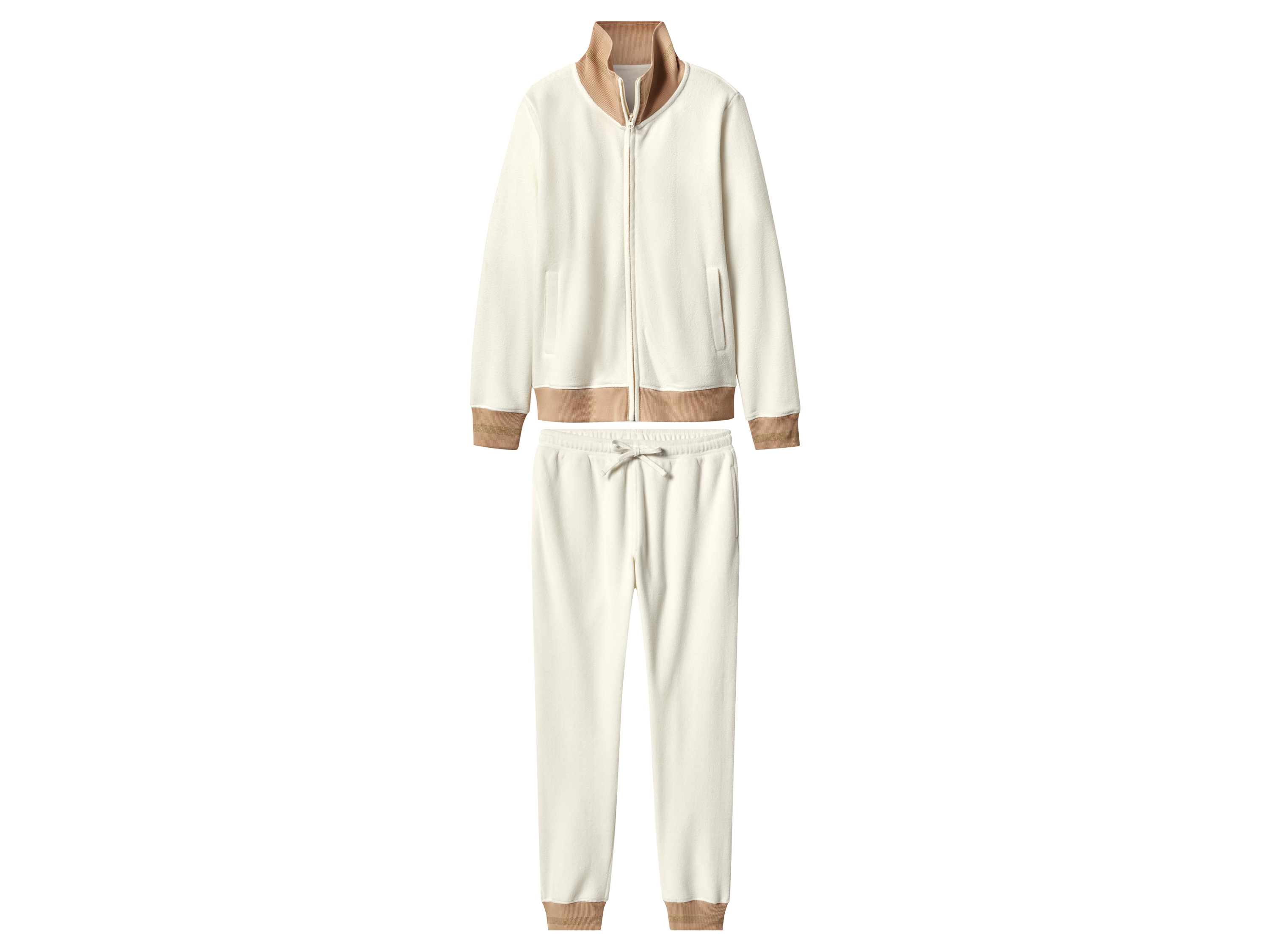 ESMARA® Damen Fleece-Wellnessanzug, Fleece-Wellnessanzug (weiß, L(44/46)) Bild 3