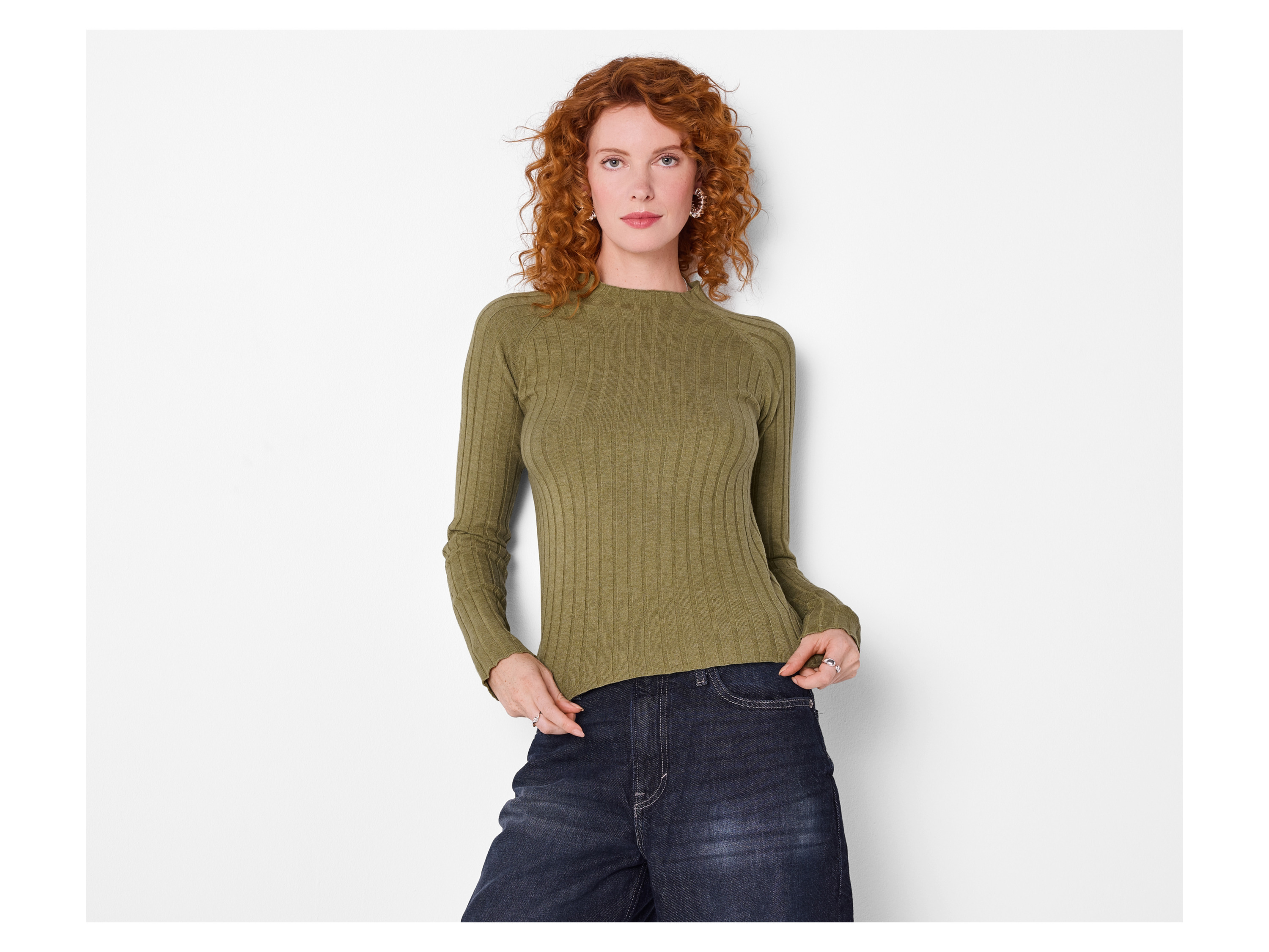ESMARA® Damen Pullover Rippe (Olive, XL (48/50)) Bild 3