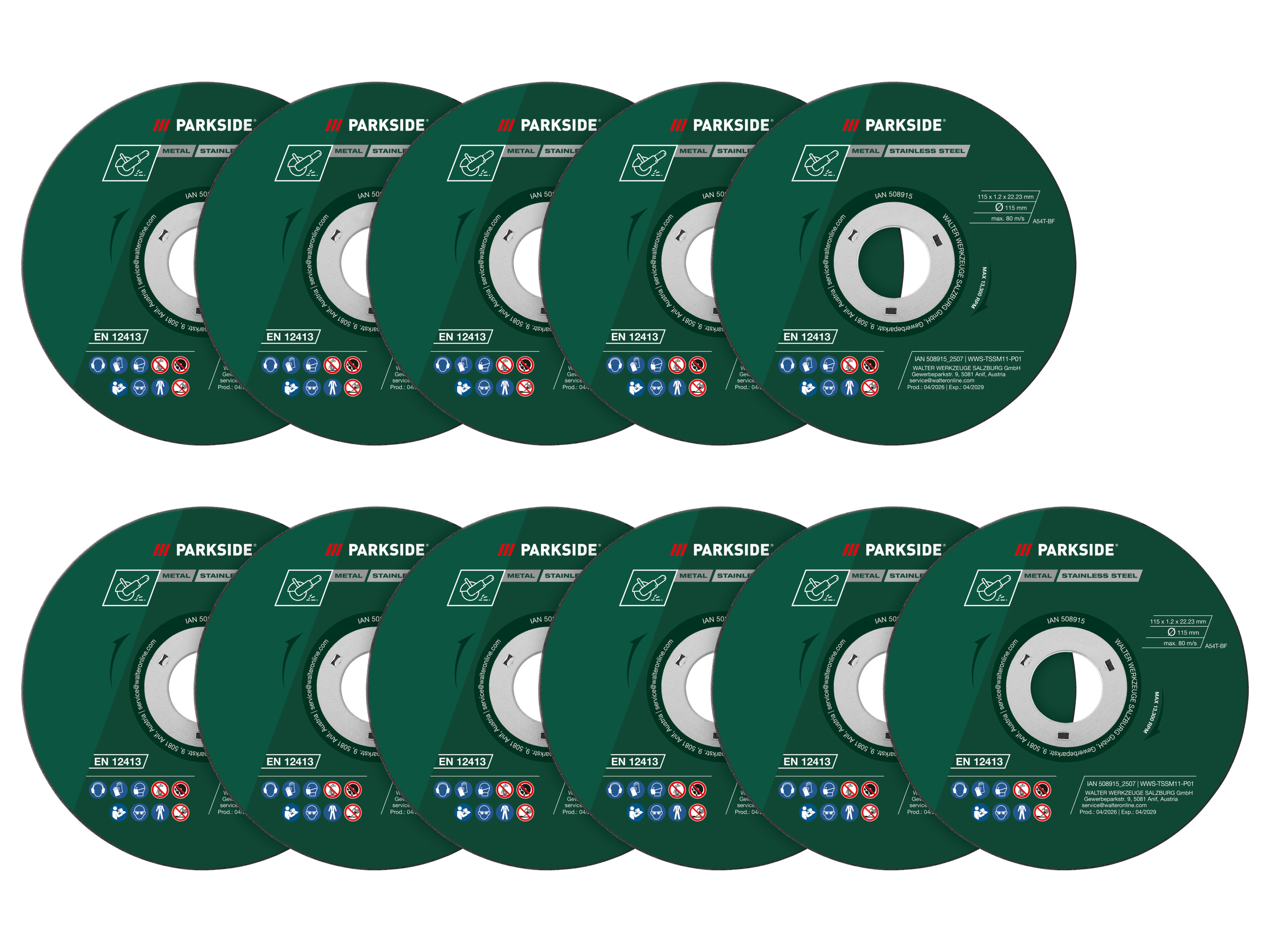 PARKSIDE® Diamant-Trennscheiben / Metall-Trennscheiben, Ø 115 mm (Trennscheiben Set 11-tlg.)