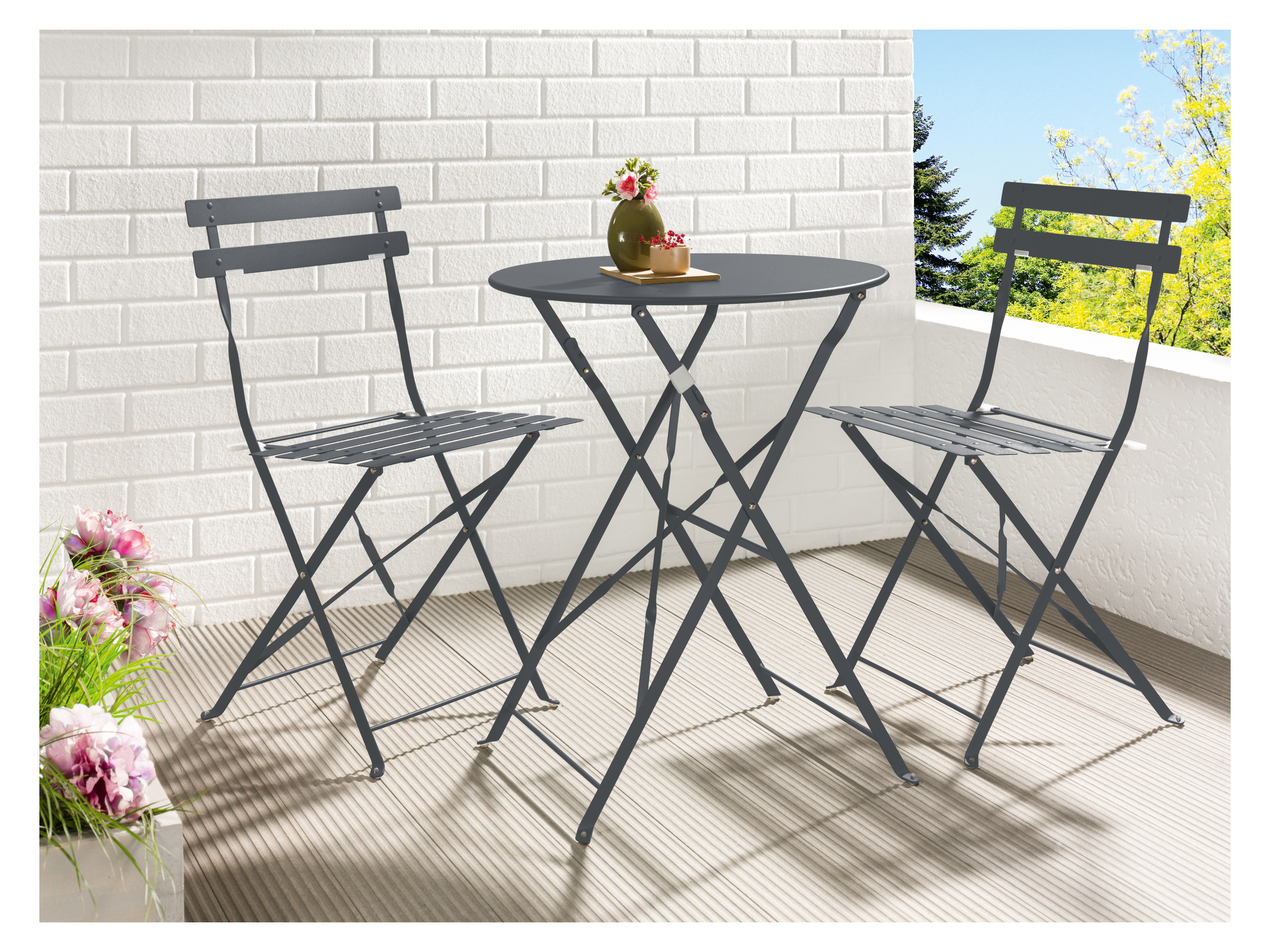 LIVARNO HOME Bistroset Metall 3tlg. Grün (anthrazit) Bild 2