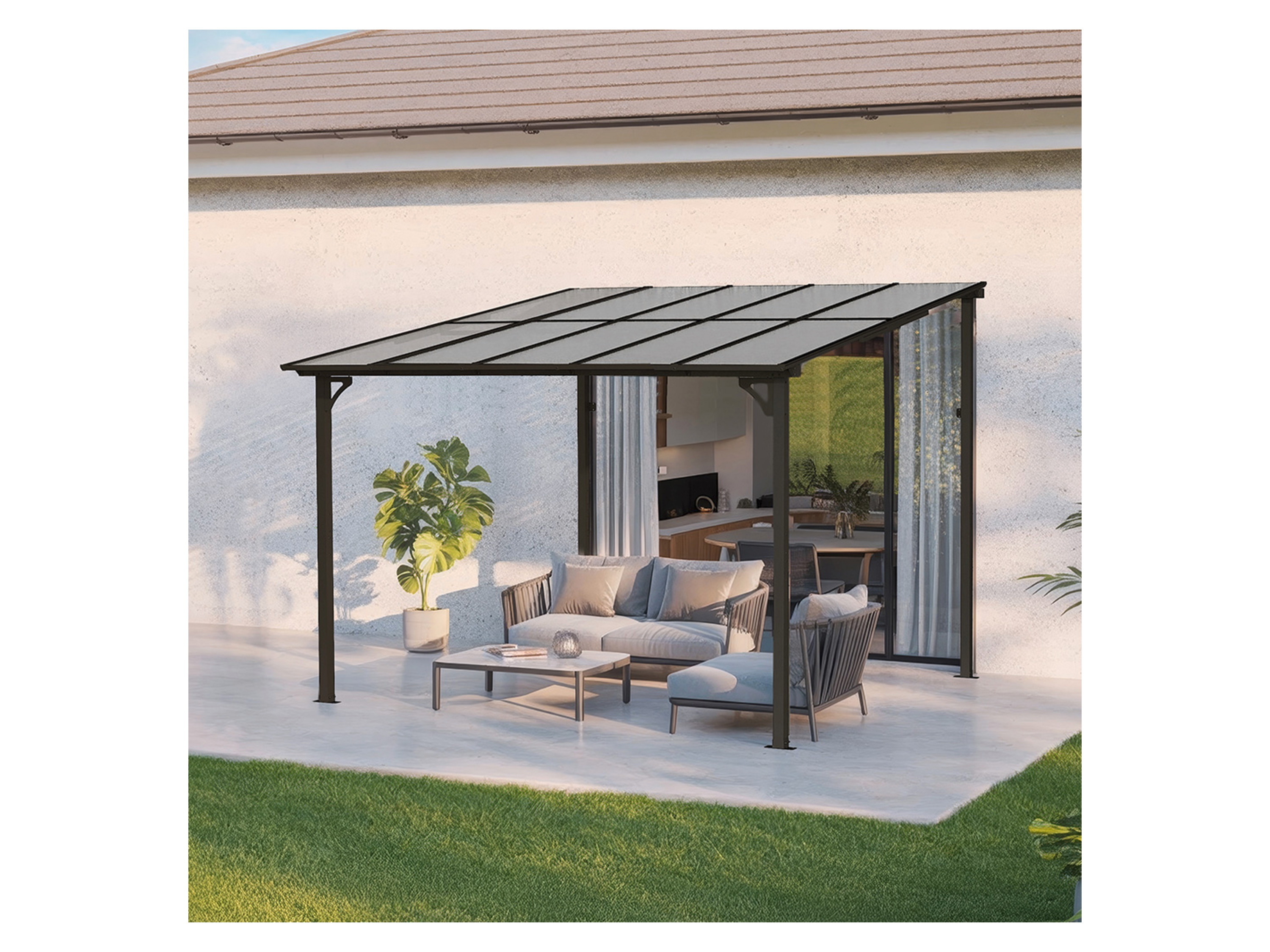 HOME DELUXE Aluminium-Terrassenüberdachung »ECO«, verschiedene Größen (300 x 360 cm, anthrazit) Bild 2