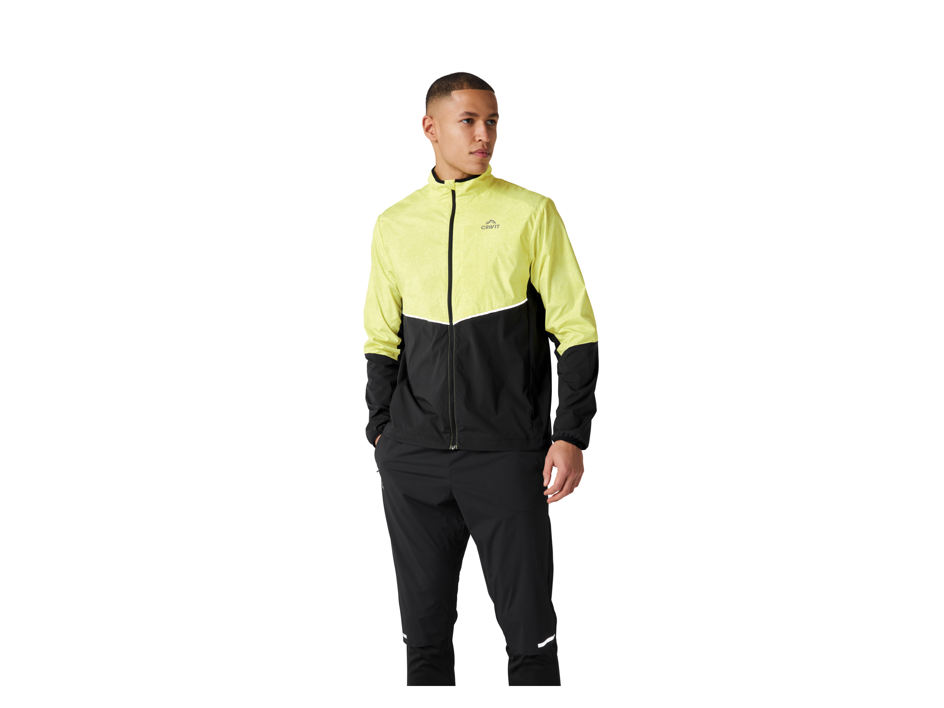 CRIVIT Herren Premium Funktionsjacke Laufen, Athletic Fit (Gelb, L (52/54)) Bild 2