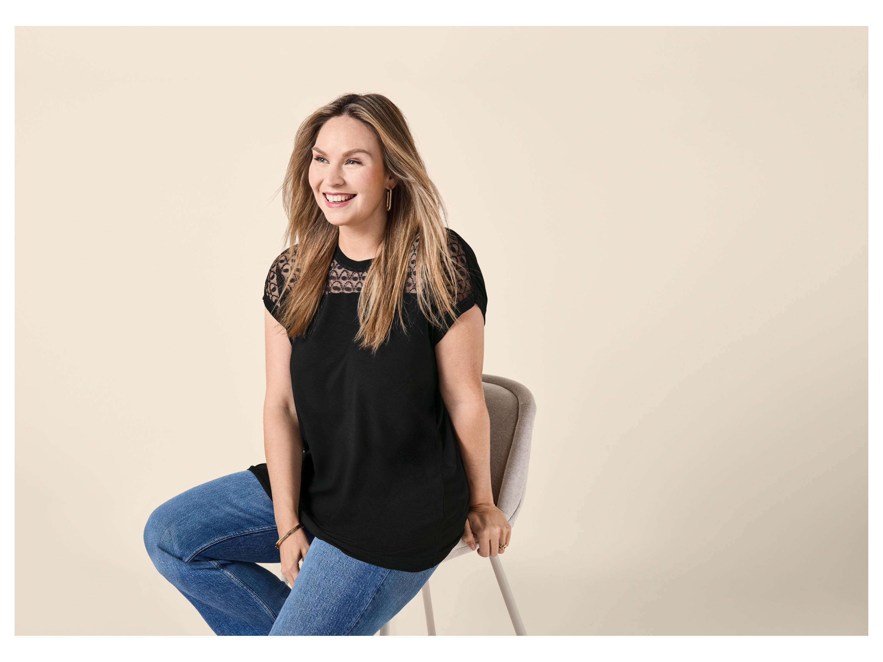 ESMARA® Damen T-Shirt (Schwarz, XL(48/50))