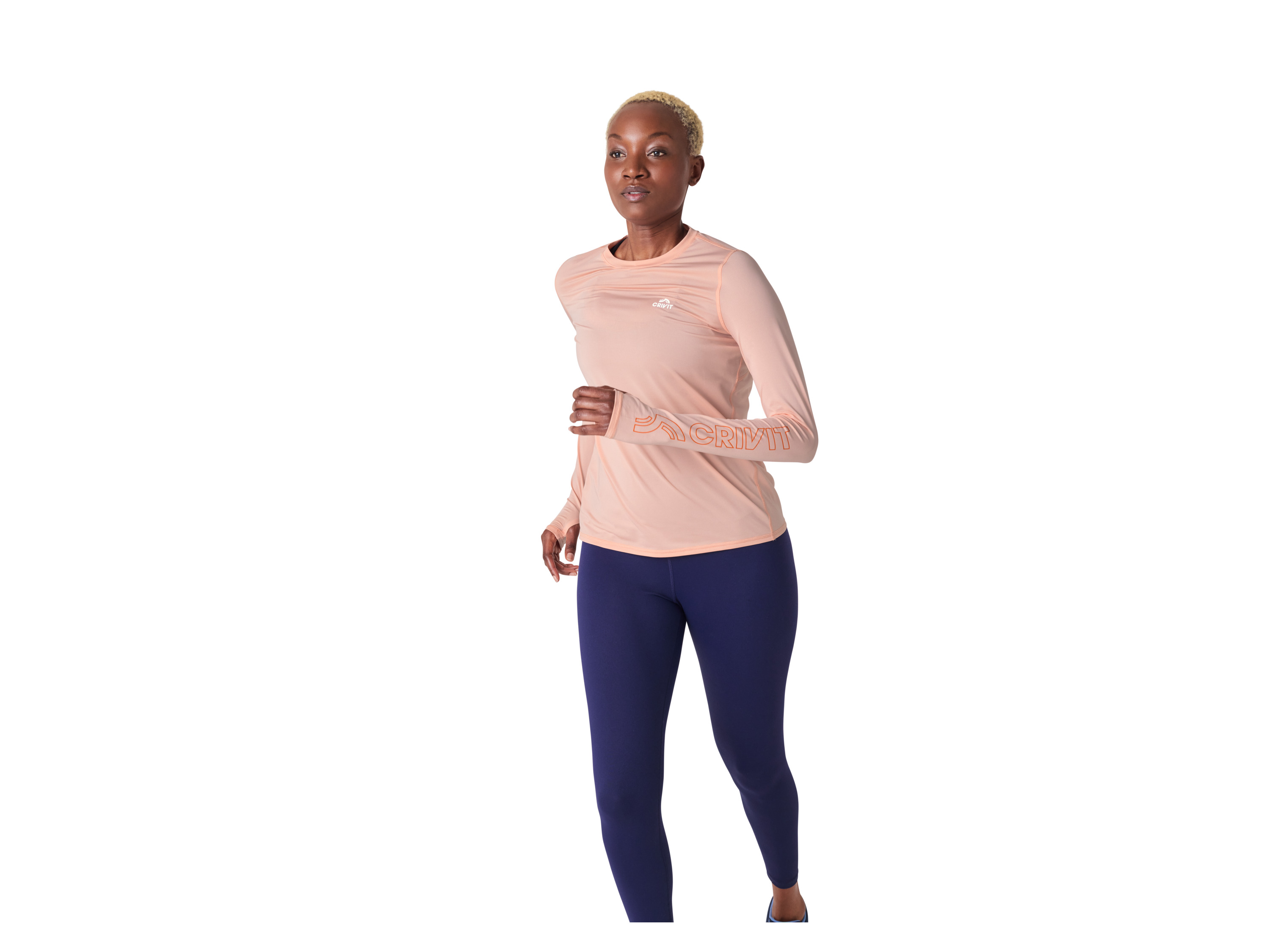 CRIVIT Damen Funktionsshirt Laufen, Athletic Fit (Orange, L(44/46))
