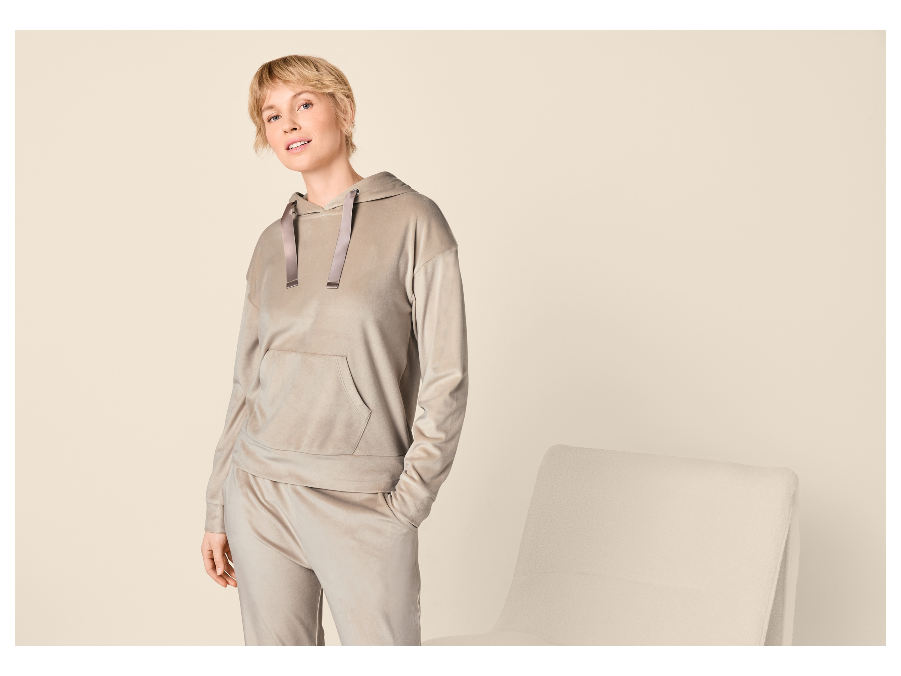 ESMARA® Damen Nicki-Hoodie (Beige, XS(32/34))