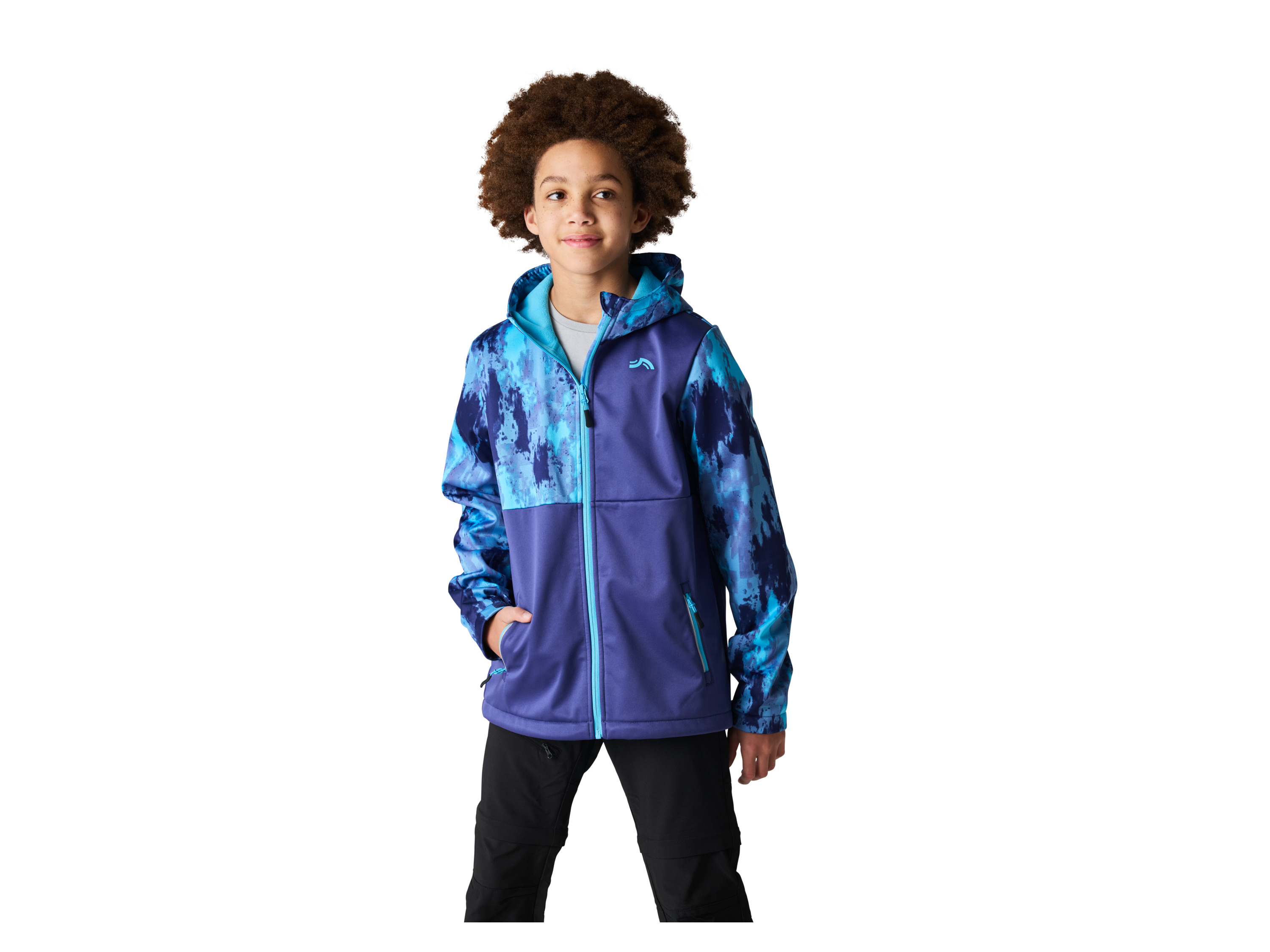 CRIVIT Kinder Softshelljacke (Gemustert/blau, 146/152) Bild 2