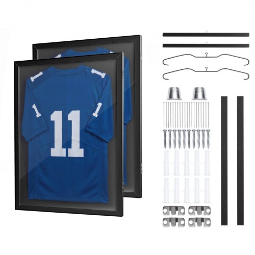 VEVOR 2 x Trikotrahmen 590 x 795 mm, Holz-Trikot-Bilderrahmen mit PC-Platte und 98 % UV-Schutz, Objektrahmen mit Aufhänger & Magnetverschluss für Baseball-, Basketball-, Football- und Hockeytrikots
