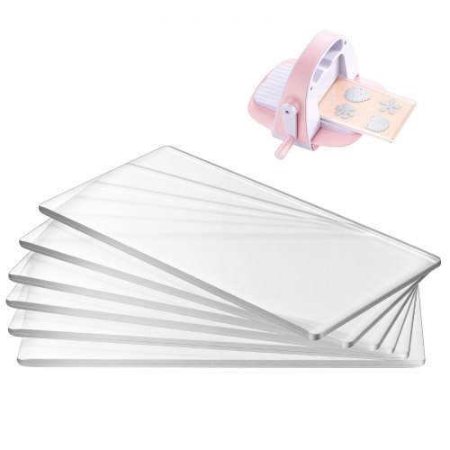 VEVOR Stanzplatten, 6er-Pack 170x80x2,5 mm, Cutting Pads, Polycarbonat-Schneideplatten, Kompatibel mit VEVOR Stanz- & Prägemaschine KM-1830, für Scrapbooking & Kartenherstellung, Transparent