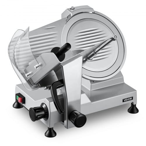 VEVOR Elektrische Aufschnittmaschine 300 mm Klinge, 320 W Allesschneider Fleischschneidemaschine mit Integriertem Schärfer und 0-15 mm Einstellbarer Schnittstärke, für Gefrorenes Fleisch Schinken