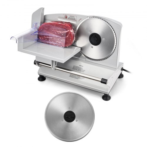 VEVOR Allesschneider Fleischschneider 150 W 65–90U/min Aufschnittmaschine mit 17 cm Klinge Fleischschneidemaschine mit 0–15 mm einstellbarer Dicke für Gefrorenes Fleisch Schinken Prime Steak